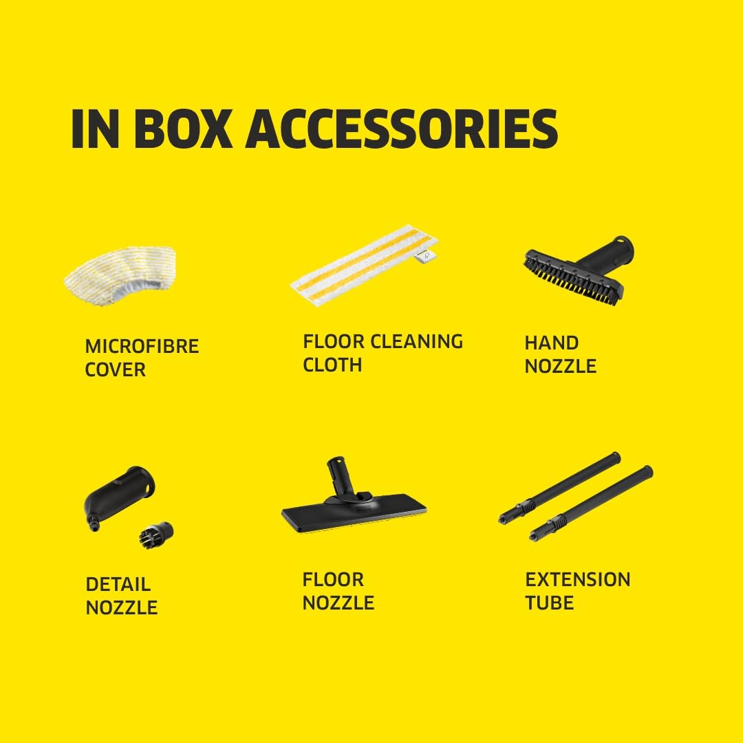 KARCHER SC 2 EasyFix Steam Cleaner, 1500W, 3.2 Bar Pressure, 1200L Steam/L Water, Chemical Free Cleaning, Removes 99.99% Viruses & Bacteria, EasyFix Floor Kit, Ideal for Home Use, German Tech, White-Online Mahajan Electronics