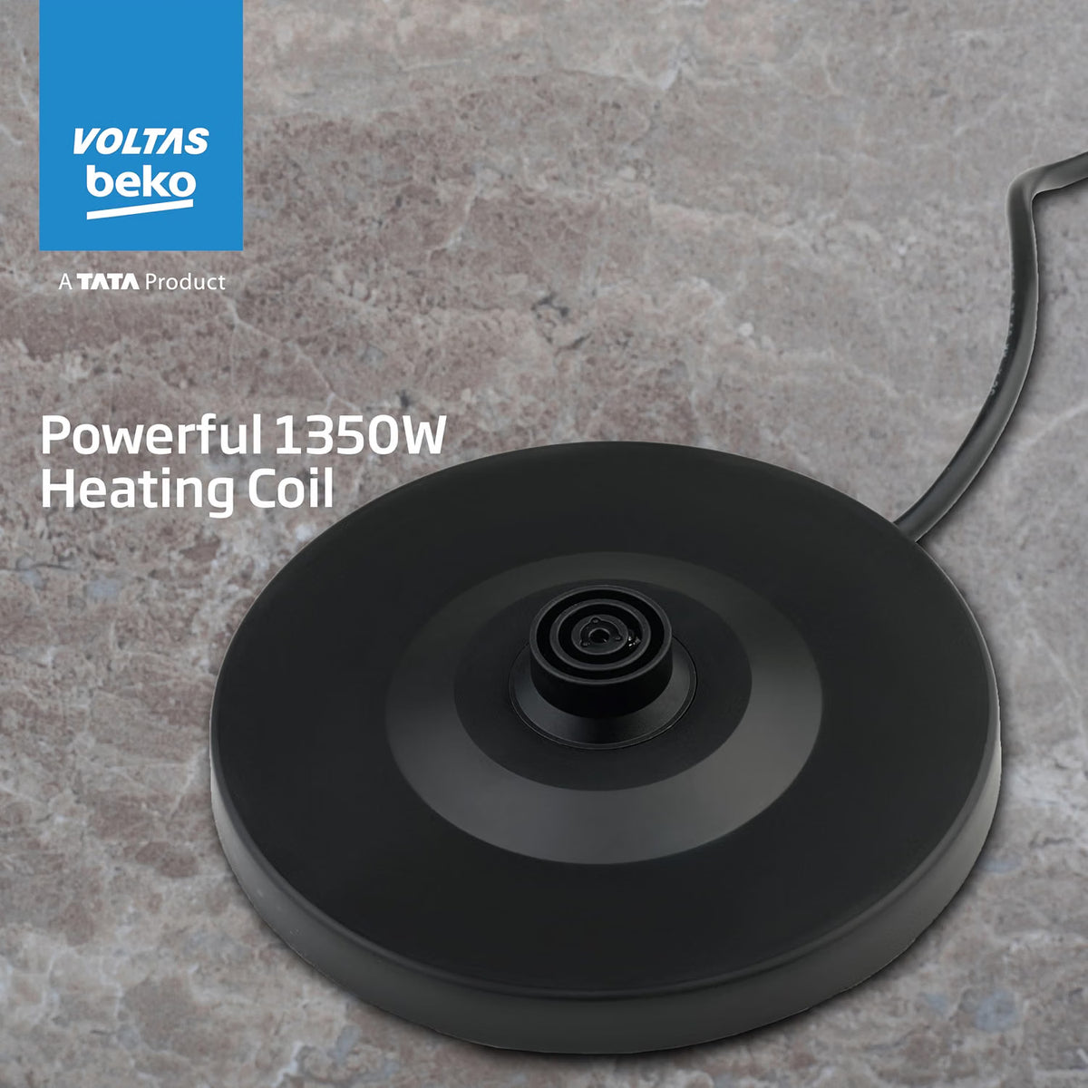 Voltas Beko K135X15H-SL 1.5 L Electric Kettle | 1350W Fast Boil | Stainless Steel | Auto Cut-Off &amp; Dry-Boil Protection | Silver-Online Mahajan Electronics