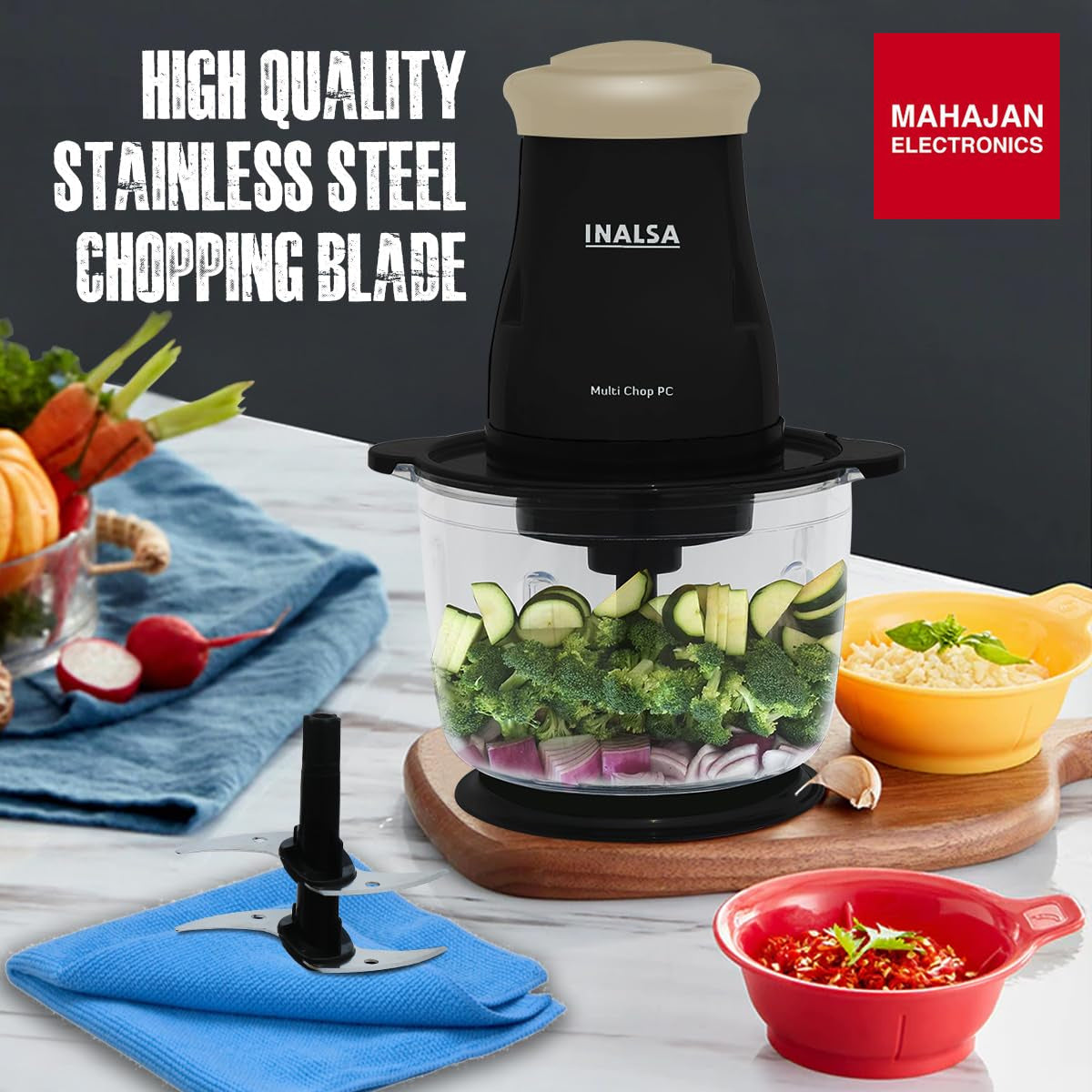 INALSA Multi Chop PC Electric Chopper for Kitchen &Meat Grinder|1.5 LCapacity|Unbreakable Bowl|400W Motor|2 – Mahajan Electronics Online.