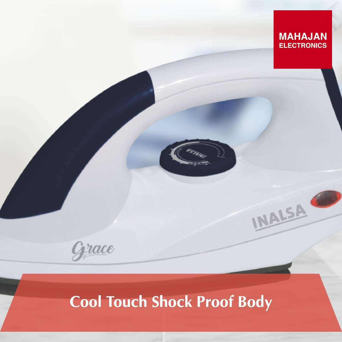 Inalsa Grace 1200-Watt Dry Iron with Non Stick Coated Sole Plate (White/Grey) INALSA – Mahajan Electronics Online.
