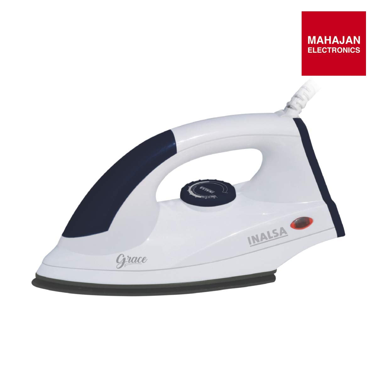 Inalsa Grace 1200-Watt Dry Iron with Non Stick Coated Sole Plate (White/Grey) INALSA – Mahajan Electronics Online.