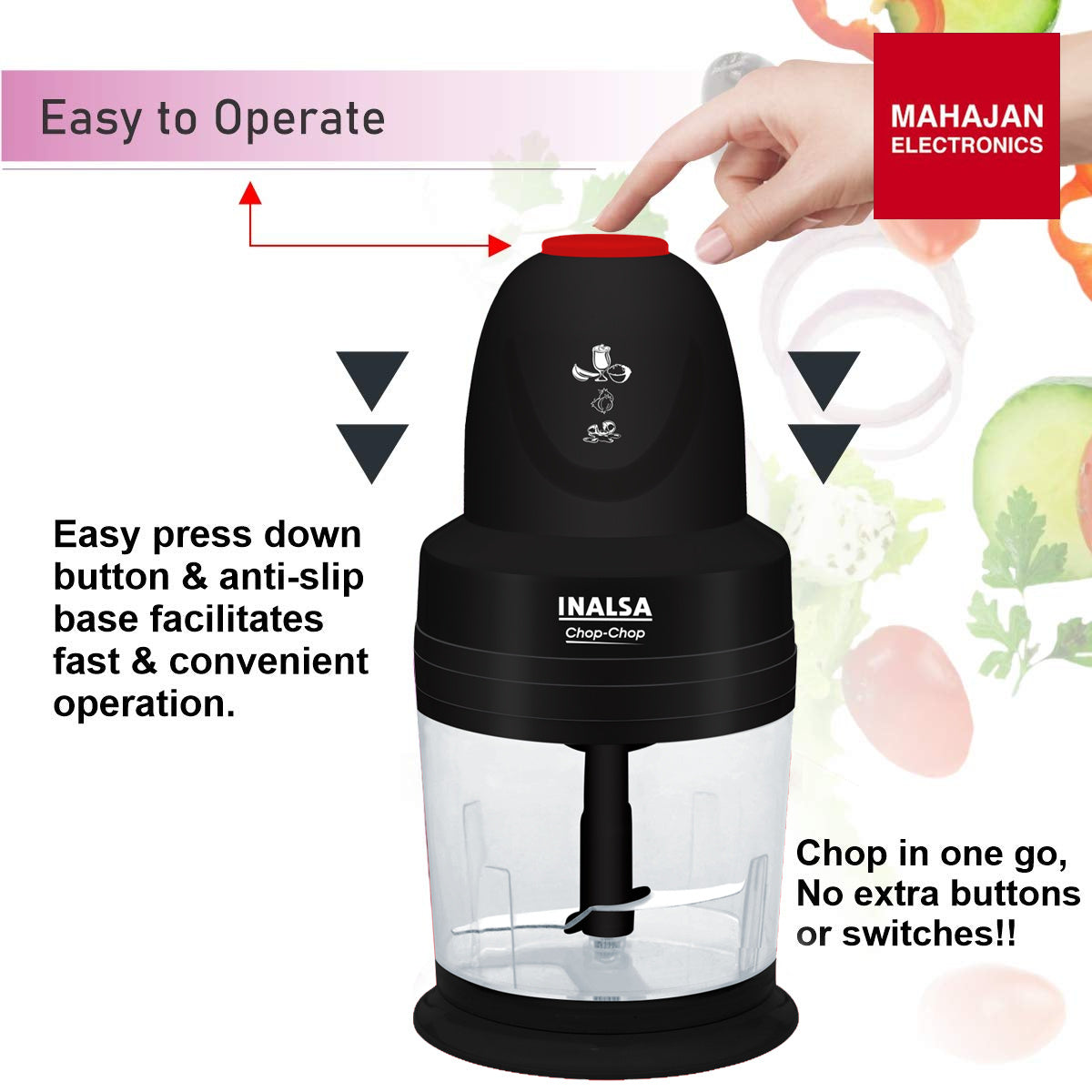 INALSA Chop Chop Mini Chopper for Kitchen |1.0 LCapacity|Unbreakable Bowl|250W Motor|2 Yr Warranty INALSA – Mahajan Electronics Online.