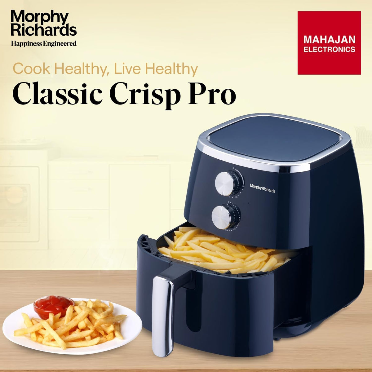 Morphy Richards 5 Litre Classic Crisp Pro Air Fryer|Easy Knob Control|Adjustable Time & Temperature – Mahajan Electronics Online.