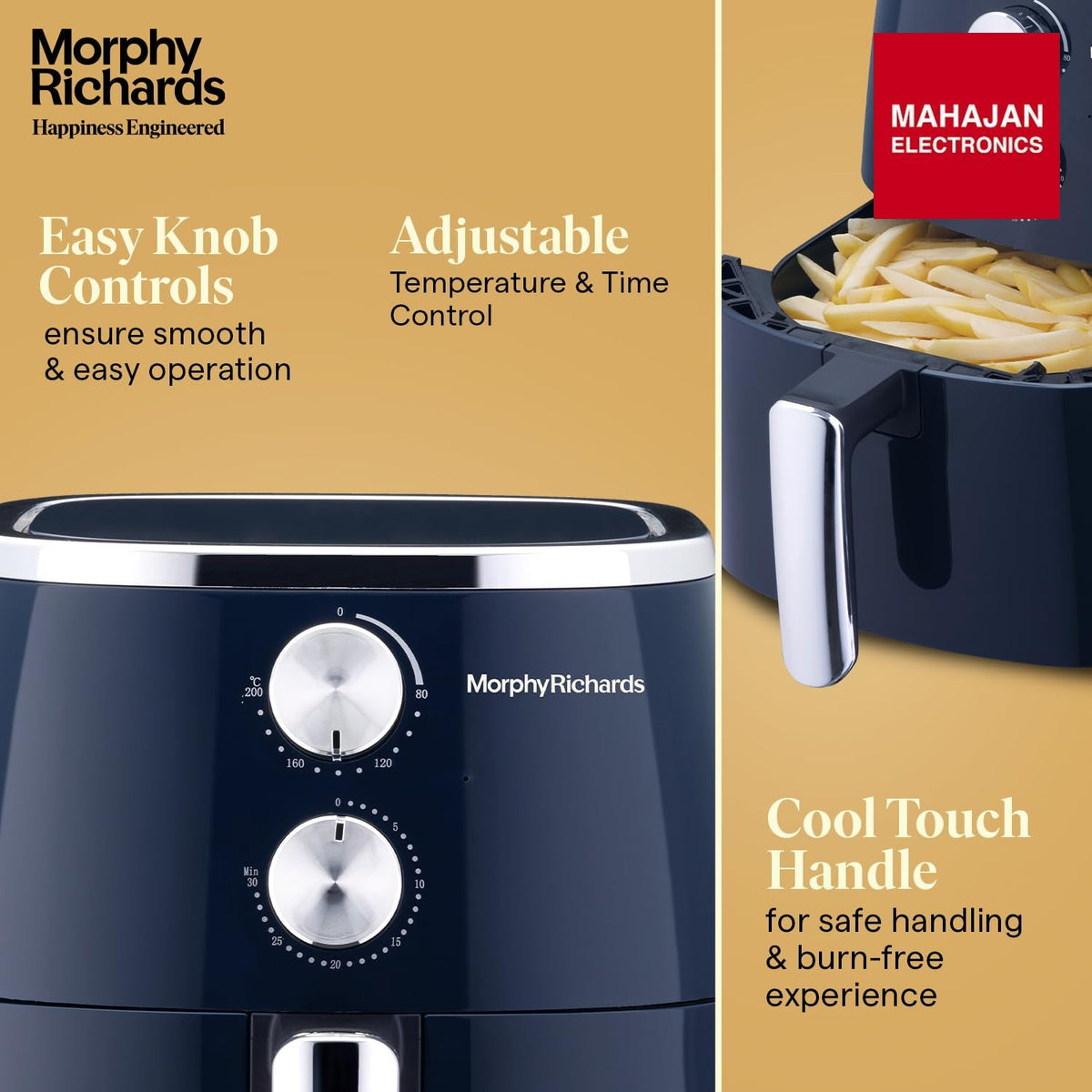Morphy Richards 5 Litre Classic Crisp Pro Air Fryer|Easy Knob Control|Adjustable Time & Temperature – Mahajan Electronics Online.