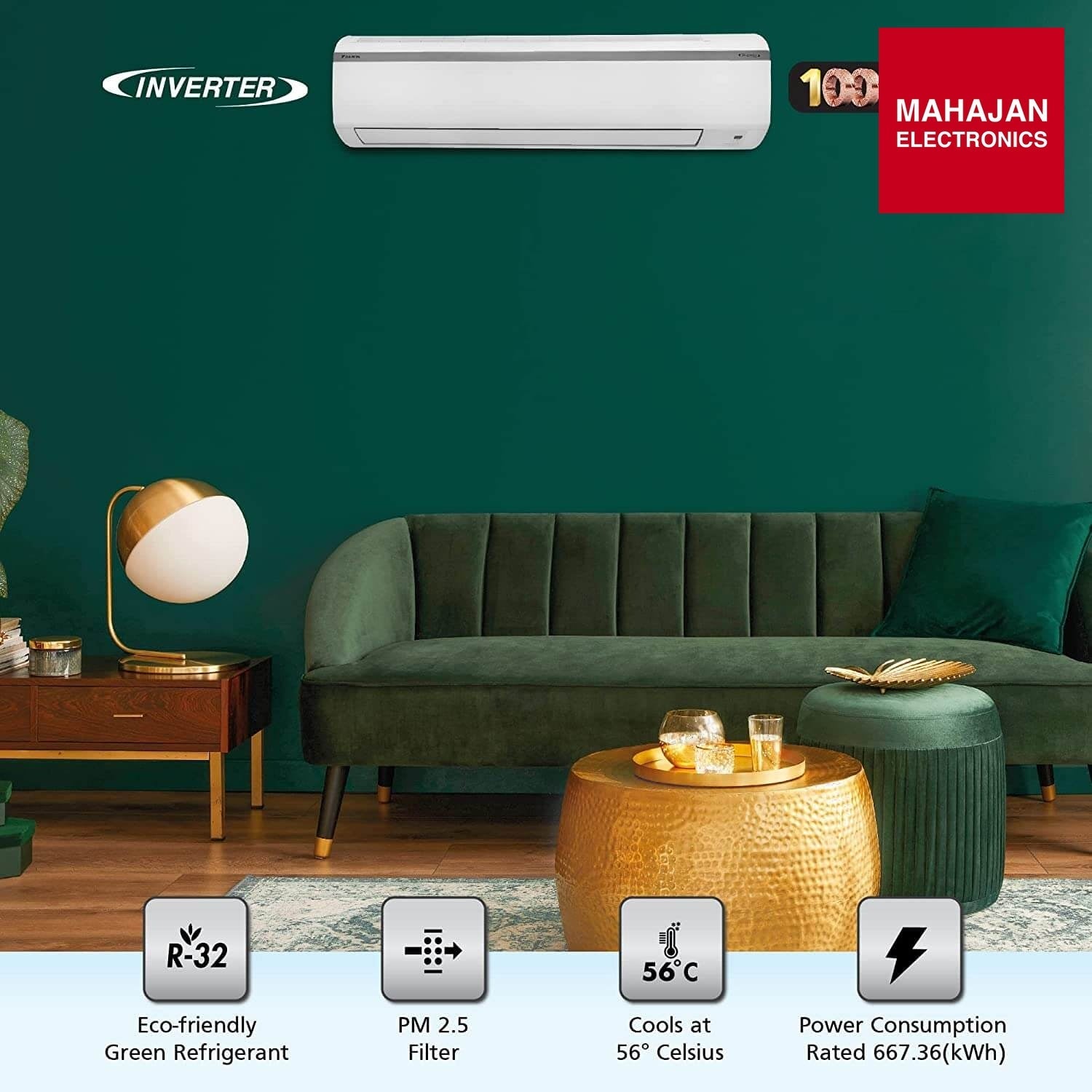 Daikin FTKF50UV16 1.5 Ton 5 Star Inverter Split AC | Power Chill | Copper Condenser | R32 Refrigerant Daikin