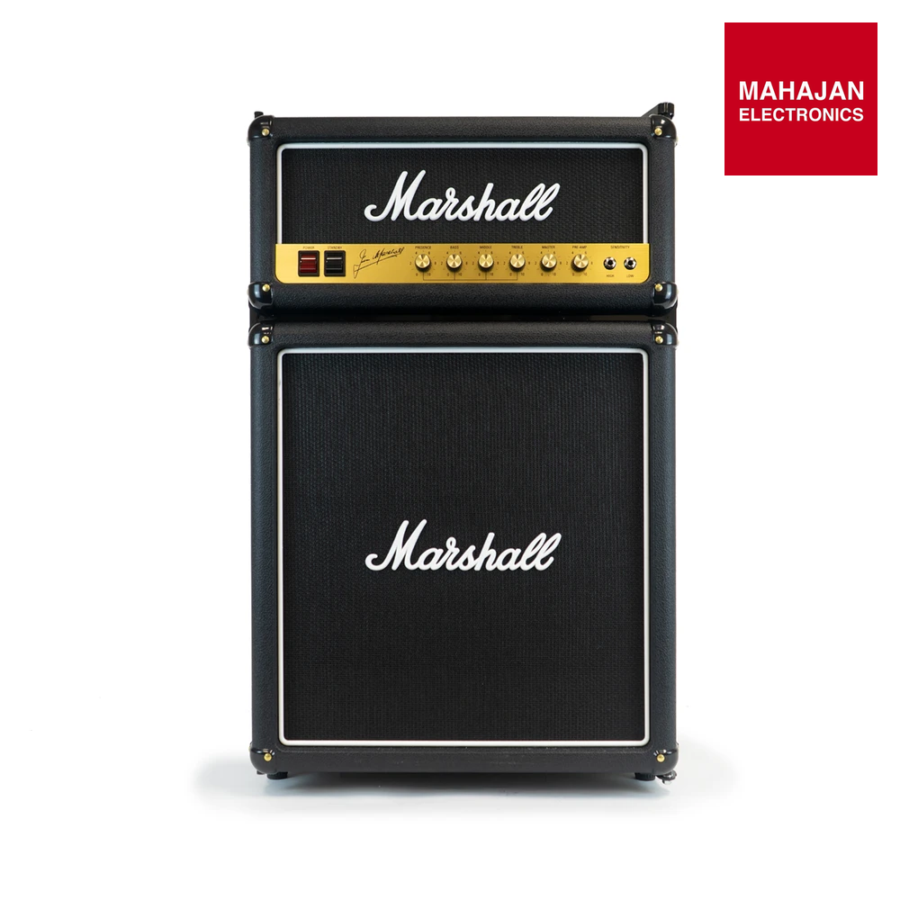 Marshall MF4.4BLK-NA 126 Litre Mini Bar Fridge | 4.4 cu ft | Black Edition | Iconic Amp Design | With Freezer Marshall