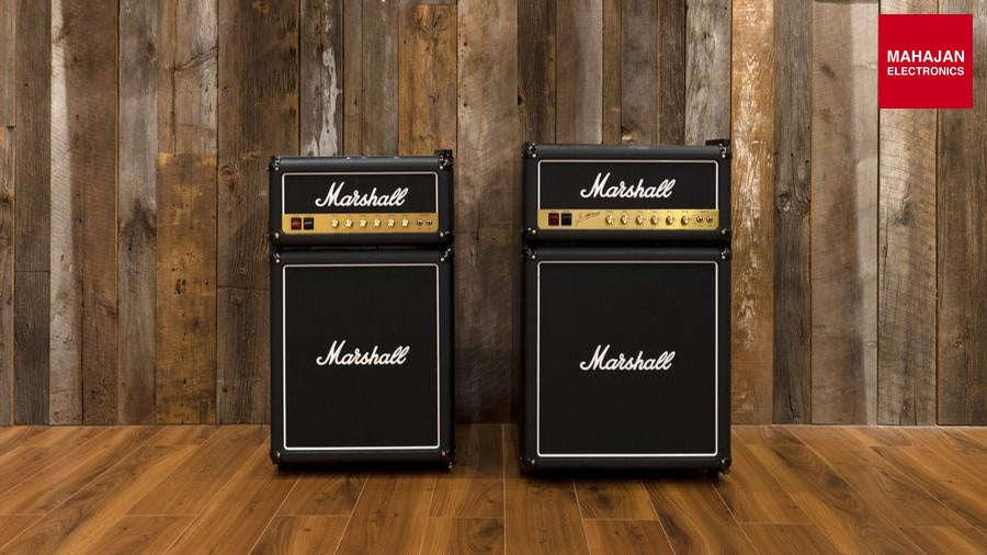 Marshall MF4.4BLK-NA 126 Litre Mini Bar Fridge | 4.4 cu ft | Black Edition | Iconic Amp Design | With Freezer Marshall