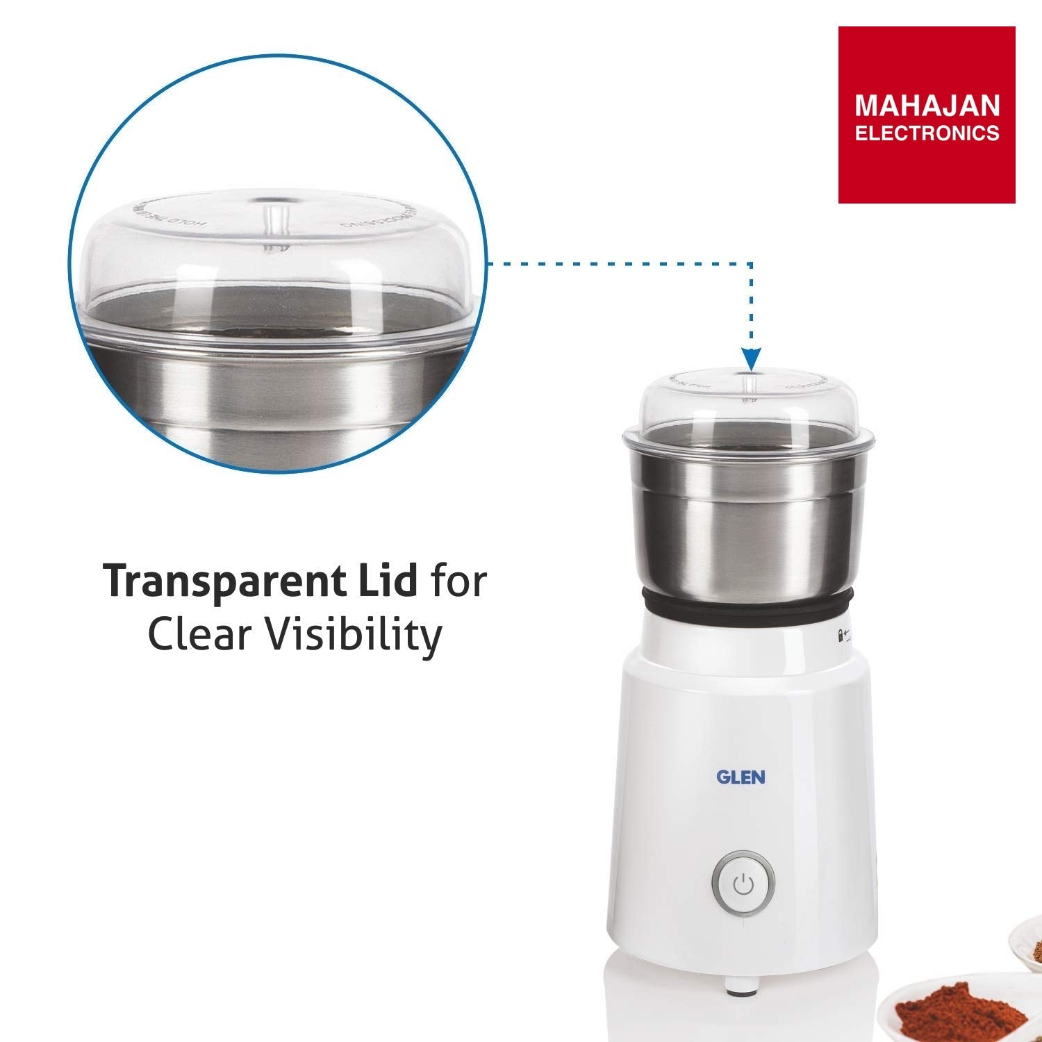 Glen Mini Grinder SA 4045 NG | 350W Compact Dry Grinder | Stainless Steel Blade | Coffee &amp; Spice Grinder | Mahajan Electronics Delhi NCR GLEN