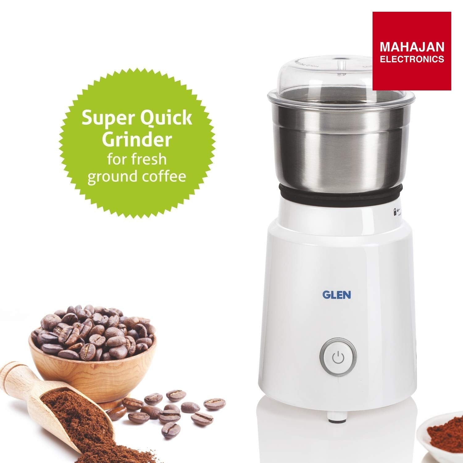 Glen Mini Grinder SA 4045 NG | 350W Compact Dry Grinder | Stainless Steel Blade | Coffee &amp; Spice Grinder | Mahajan Electronics Delhi NCR GLEN
