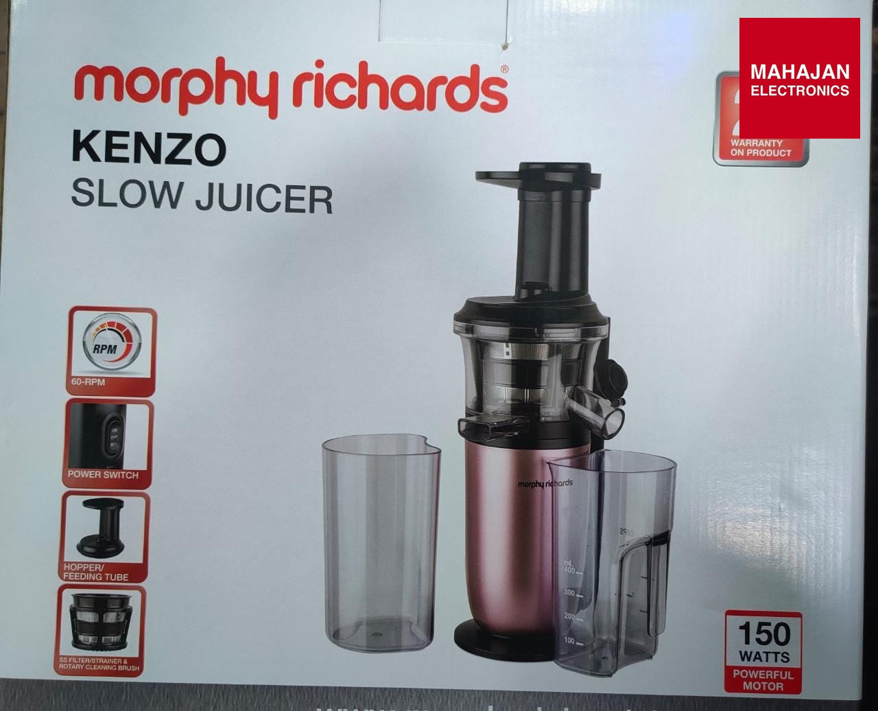 Morphy Richards Kenzo Slow Juicer (640128) – Cold Press Extraction, Quiet Operation Morphy Richards