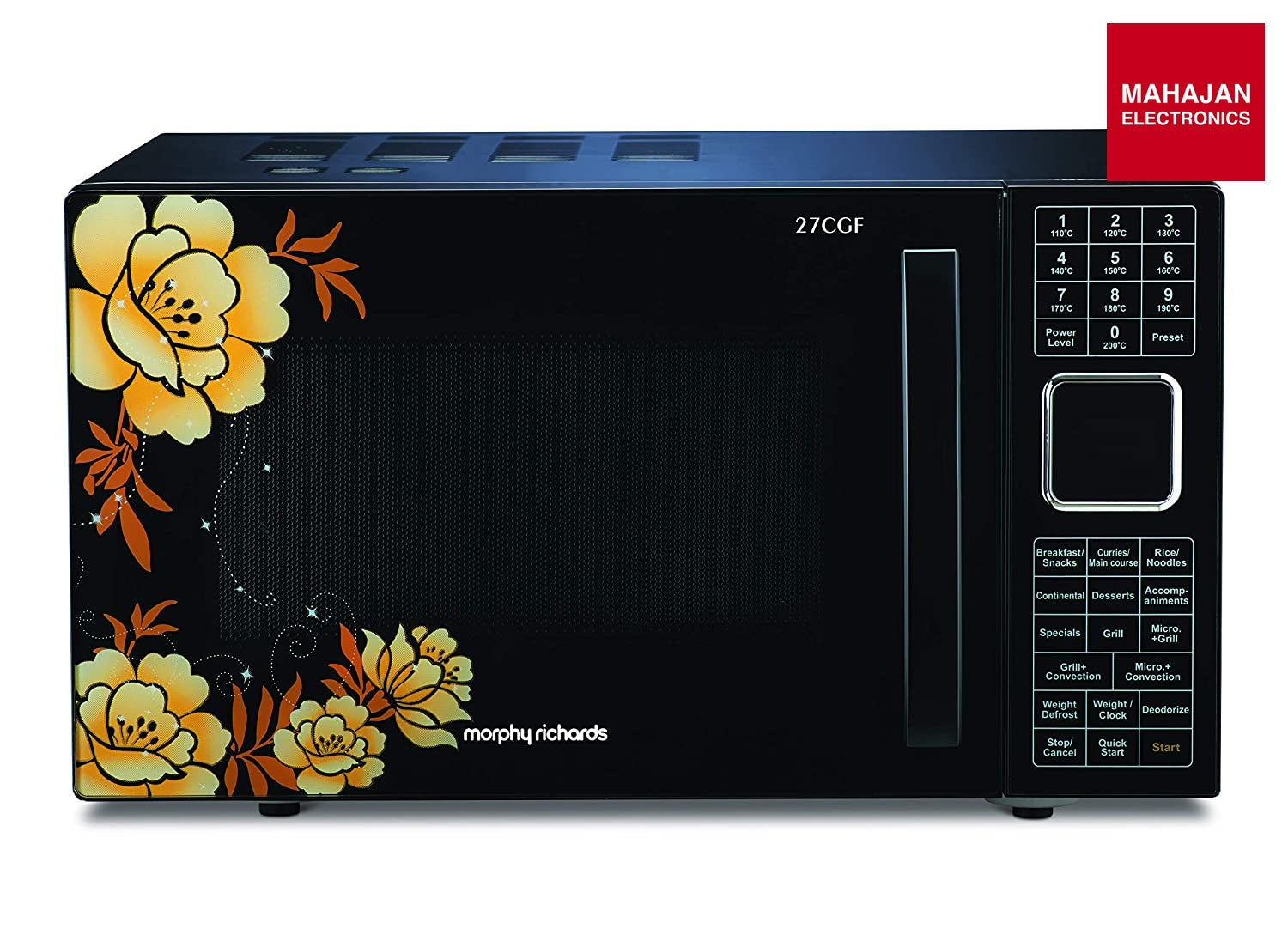 Morphy Richards 27CGF 27L Convection Microwave Oven (Floral Design, 200 Autocook Menus, Stainless Steel Cavity, Black) Morphy Richards