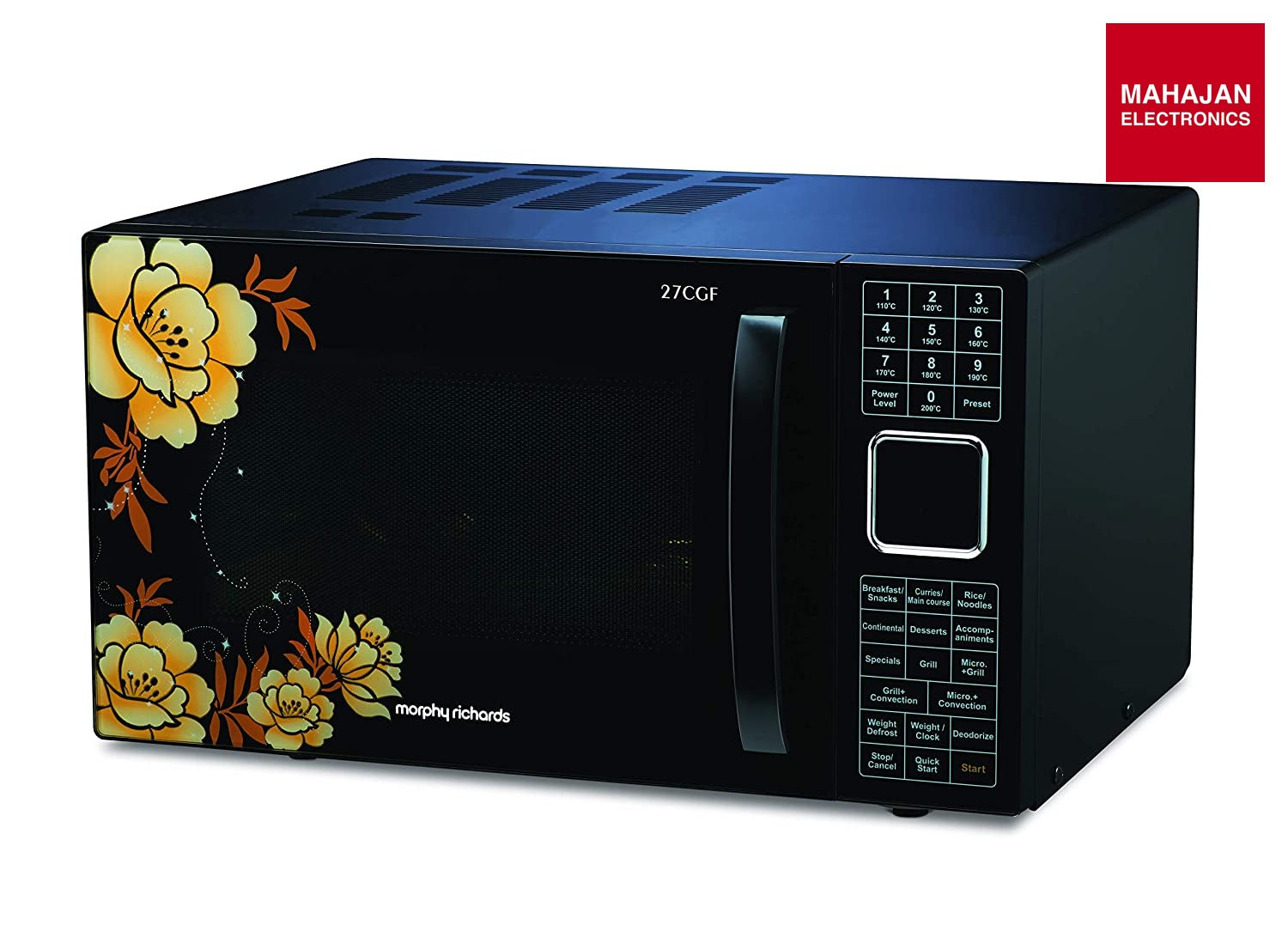 Morphy Richards 27CGF 27L Convection Microwave Oven (Floral Design, 200 Autocook Menus, Stainless Steel Cavity, Black) Morphy Richards