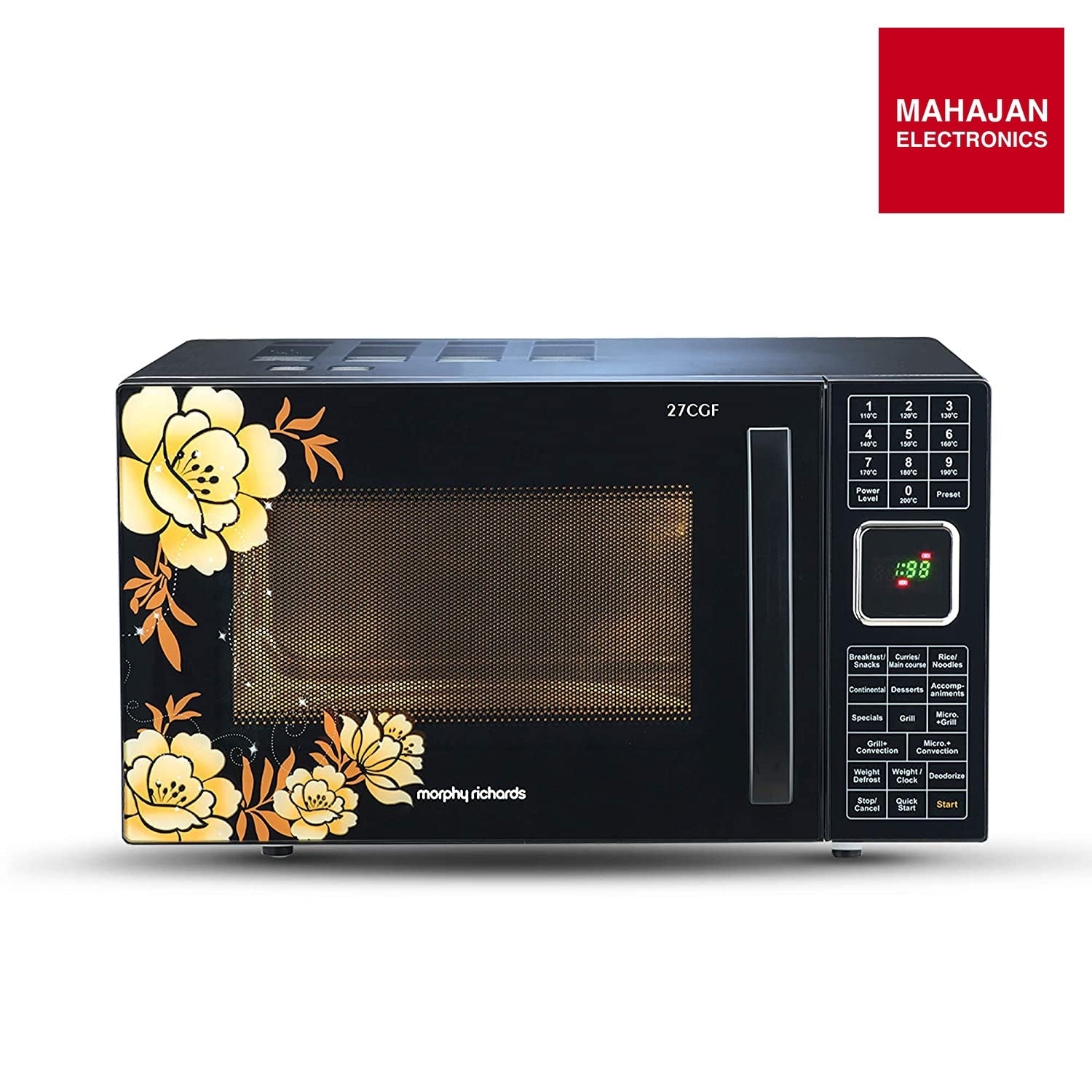 Morphy Richards 27CGF 27L Convection Microwave Oven (Floral Design, 200 Autocook Menus, Stainless Steel Cavity, Black) Morphy Richards
