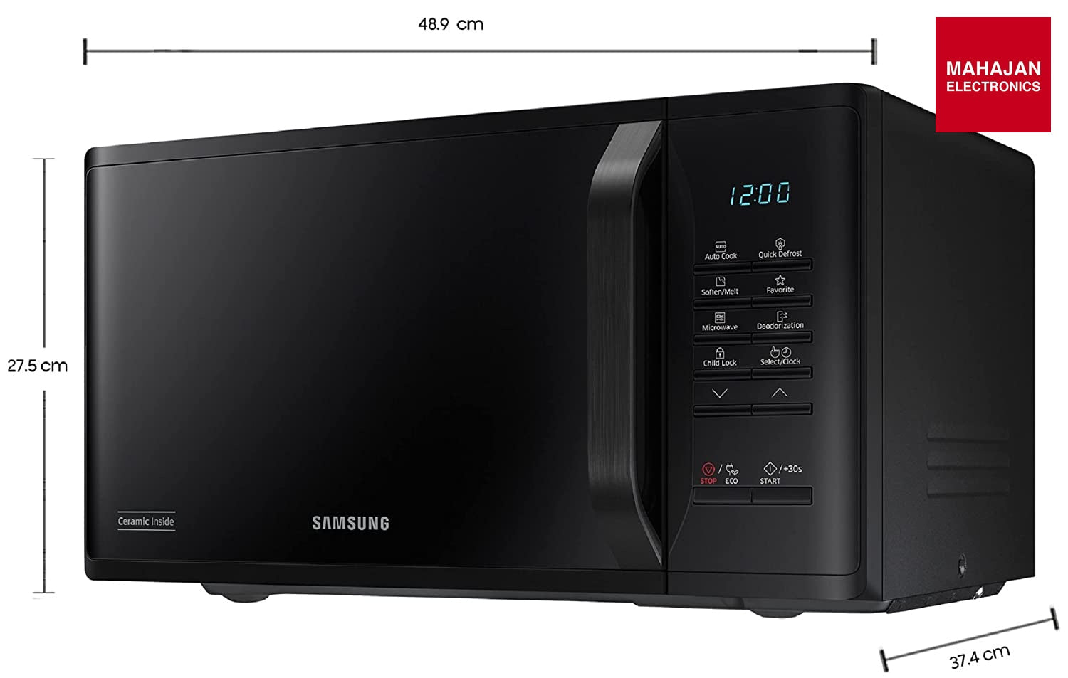 Samsung MS23A3513AK/TL 23L Solo Microwave Oven (Black, Ceramic Enamel, Quick Defrost, AutoCook, ECO Mode, Child Lock) Samsung