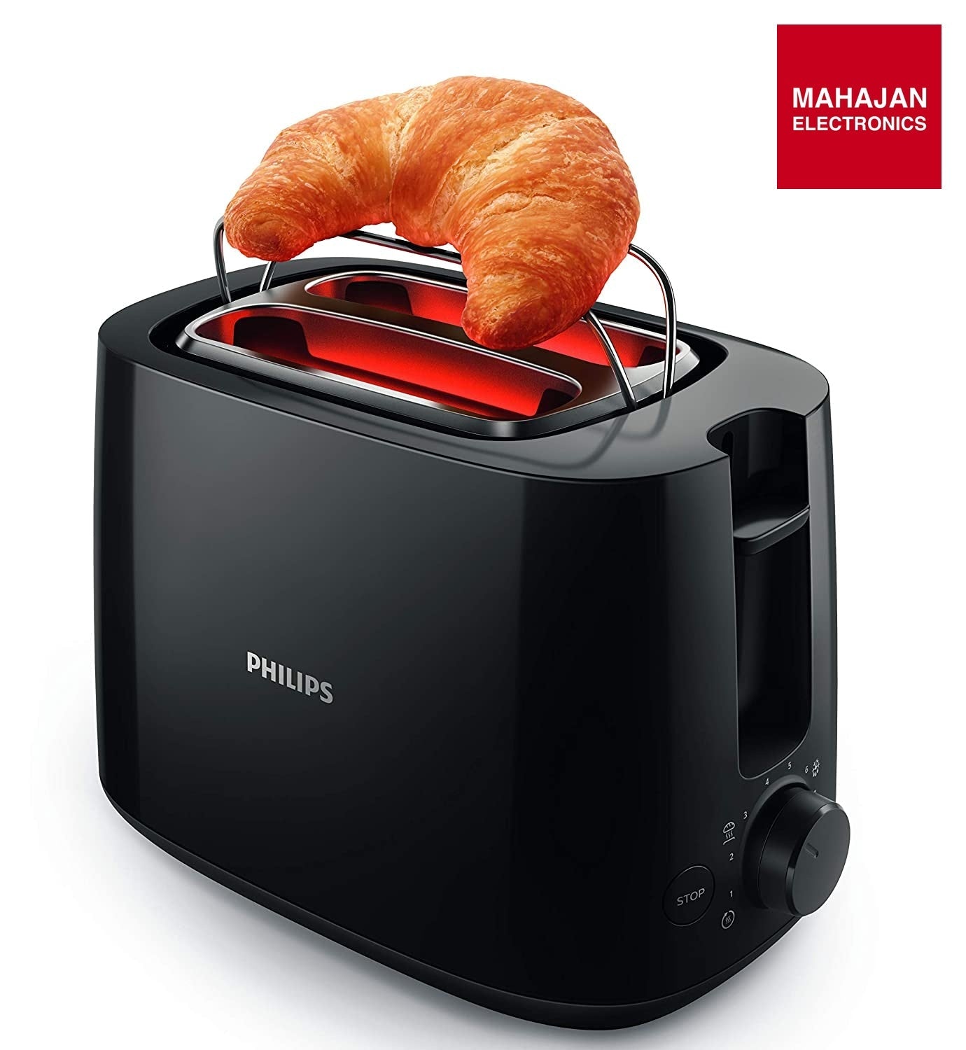 Philips HD2583/90 600W 2-in-1 Toaster & Grill with 8 Browning Settings, Bun Rack & Crumb Tray – Black Philips