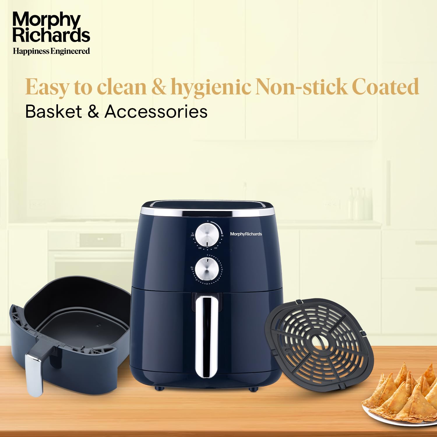 Morphy Richards 5 Litre Classic Crisp Pro Air Fryer|Easy Knob Control|Adjustable Time & Temperature Control|Voltage Fluctuation Protection|Non-stick Coated Basket|2 Year Product Warranty|Blue|1500W Morphy Richards