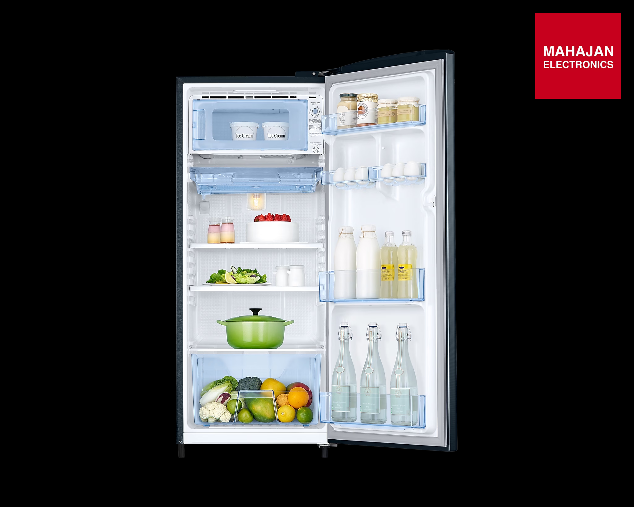 Samsung 184L 2 Star Digital Inverter Direct-Cool Single Door Refrigerator(RR20C2712U8/NL,Blooming Saffron Blue) - Mahajan Electronics Online