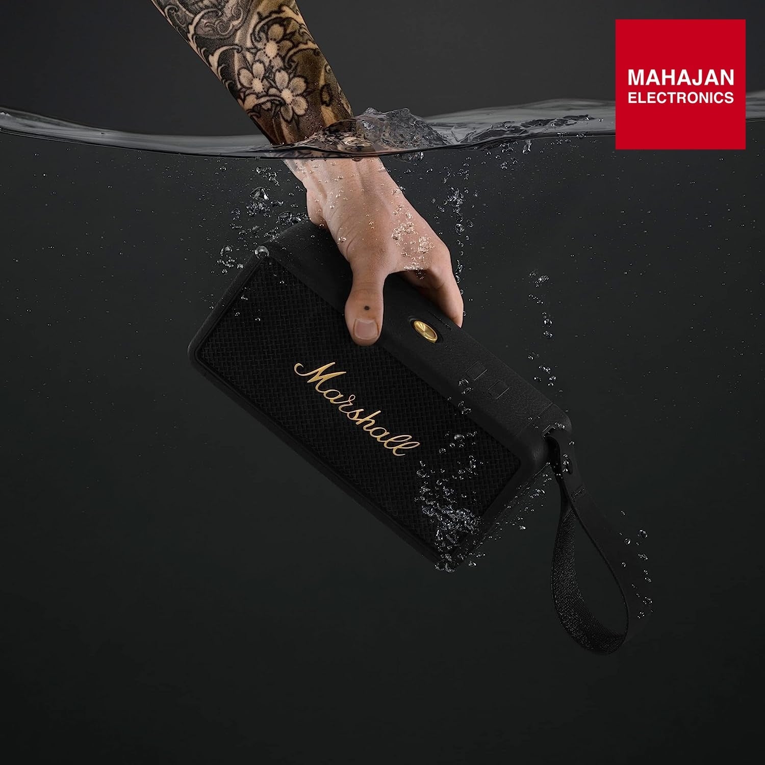 Marshall Middleton Portable Bluetooth Speaker, Black and Brass – Mahajan Electronics Online.