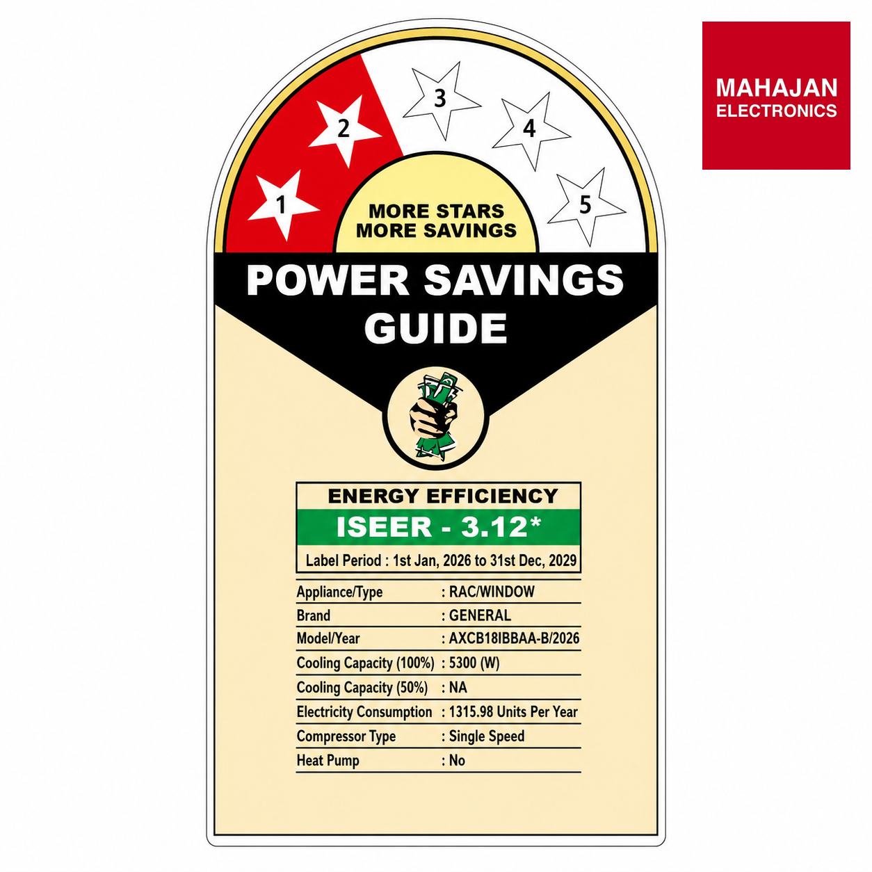 OGENERAL WINDOW AC 1.5 TON 3 STAR AXGB18BBAA NEW 2023 – Mahajan Electronics Online.