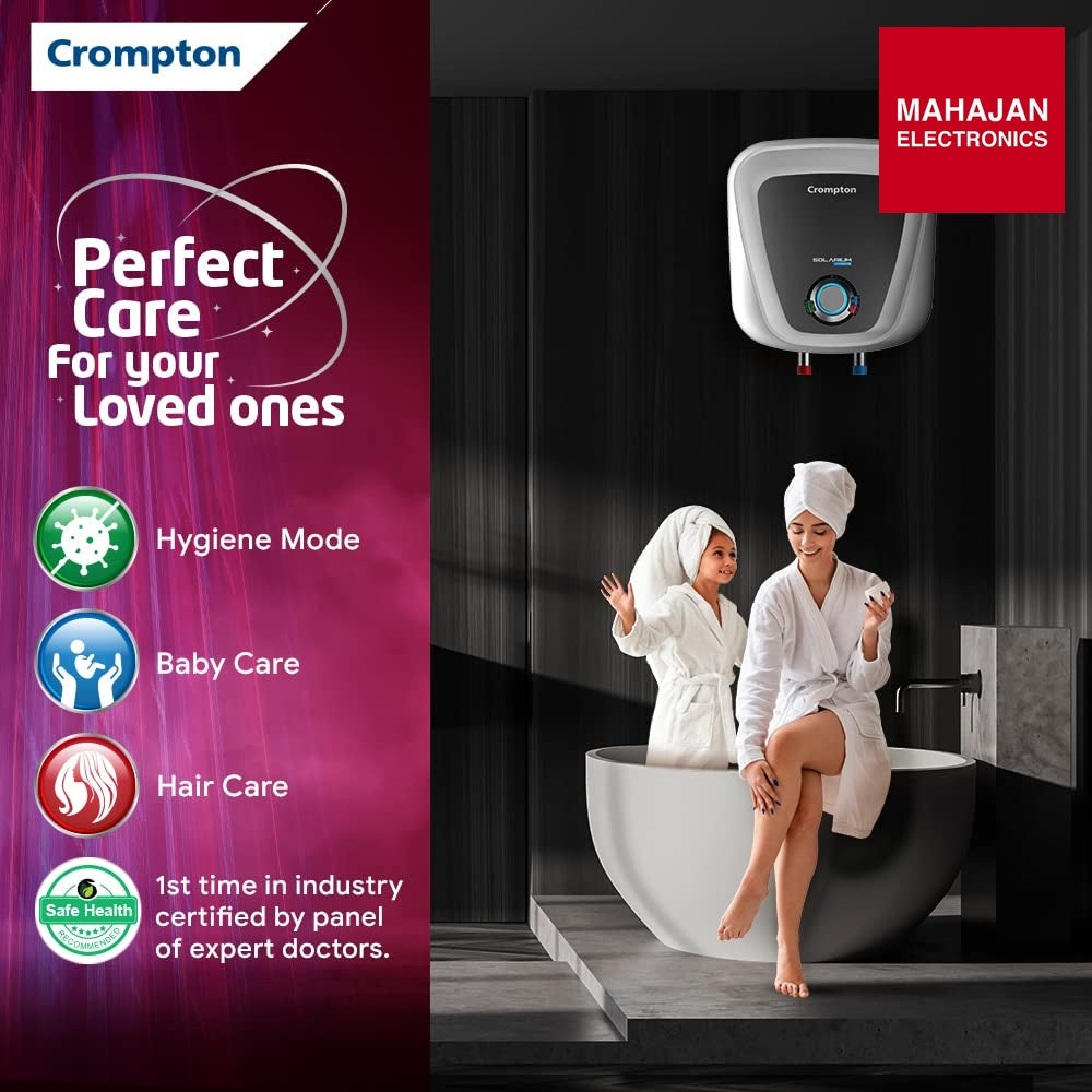 Crompton Solarium Care 15-L 5 Star Storage Water Heater (Geyser) With Rust Proof Plastic Body (White), Wall Mounting - Mahajan Electronics Online