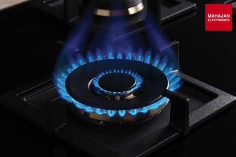 Bosch Built in Gas Hob Black Tempered glass Glass 4 Burner Auto Ignition 90 cm True Brass 2D Ring Burners with Matt Black Heat Shields & Cast Iron pan supports (PNF9B6F20I) Mahajan Electronics