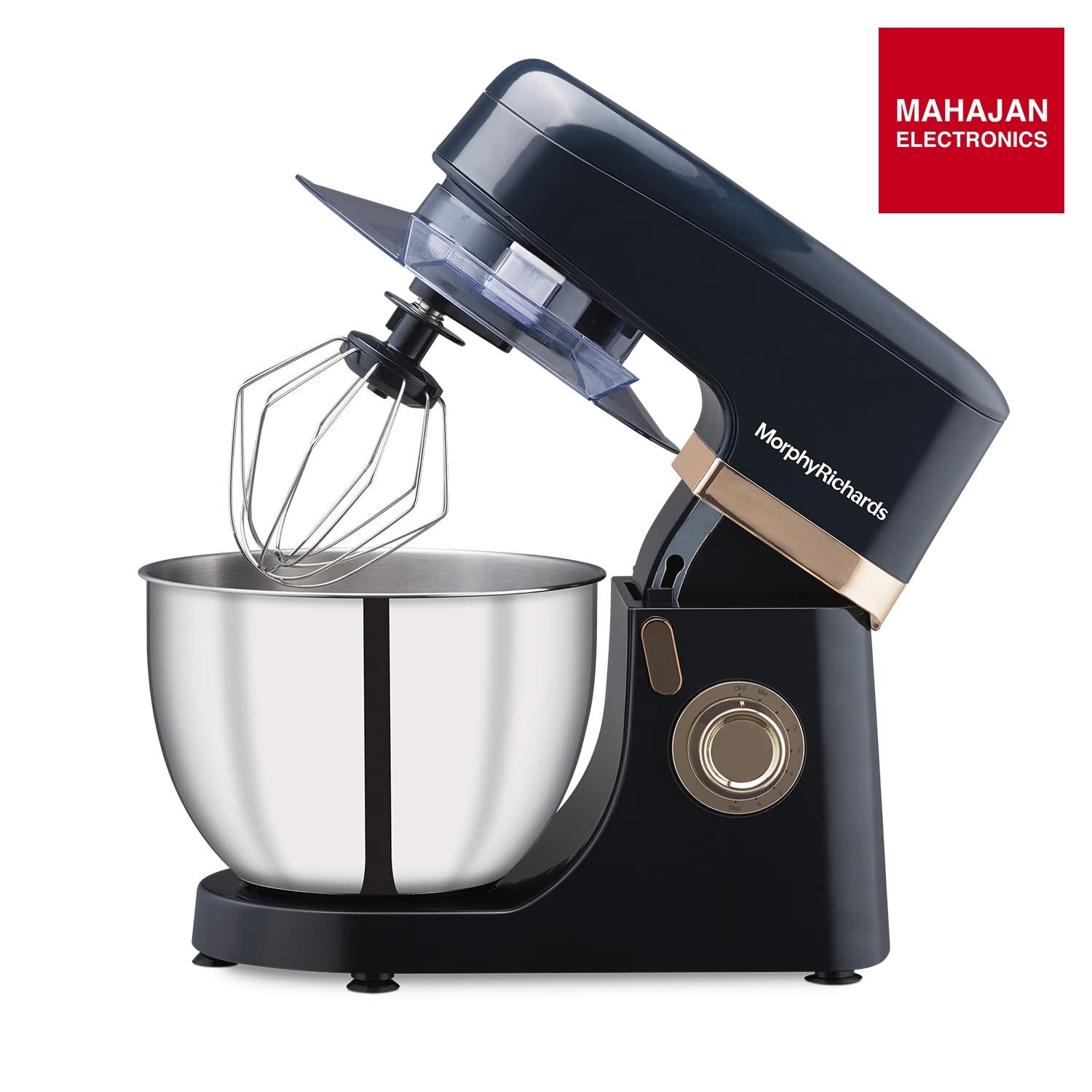 Morphy Richards Melange 800W Stand Mixer |Mixing, Beating, Kneading, Whisking| 8-Speed Level|Attachments-Dough Hook, Whisk, Mixing beater|Navy Blue - Mahajan Electronics Online