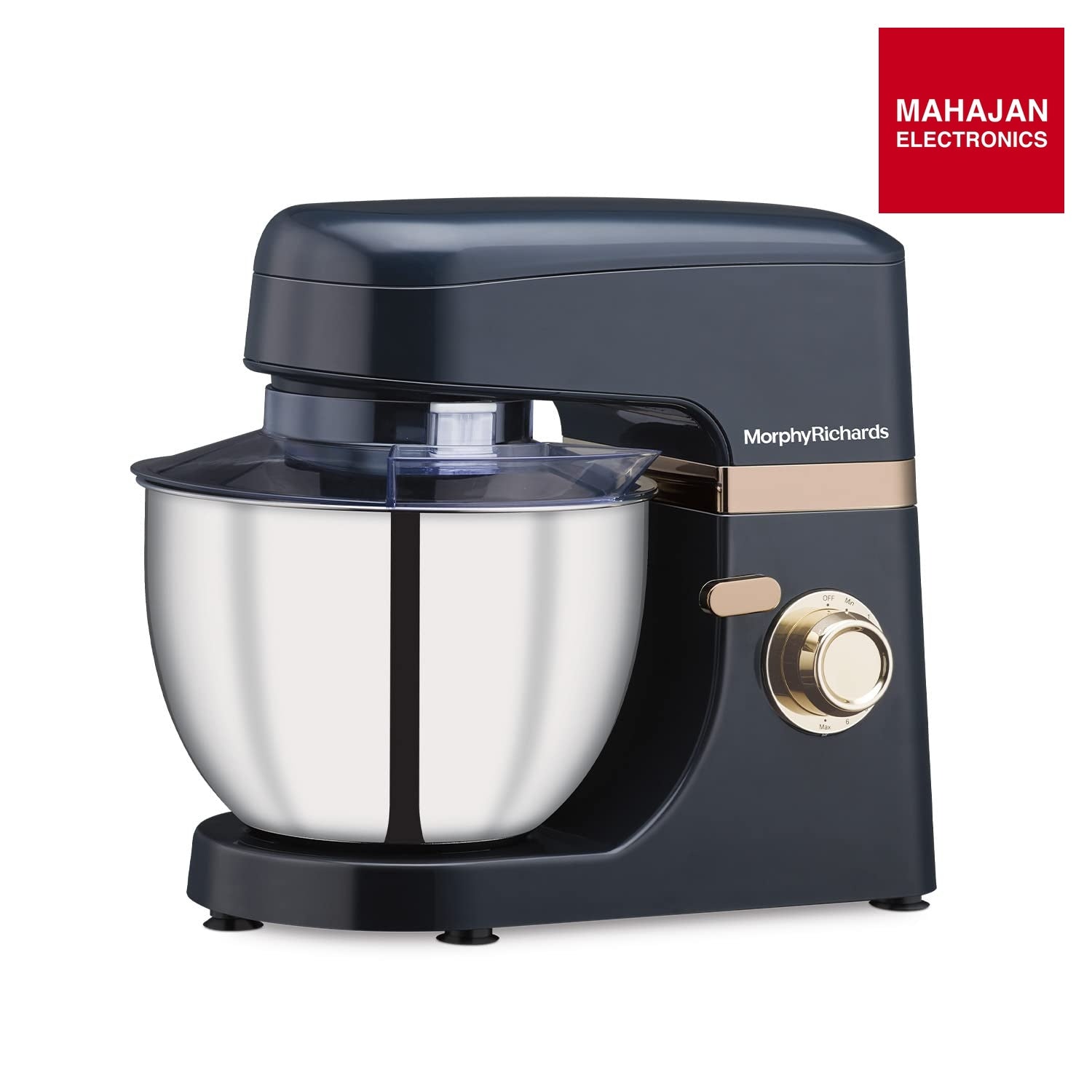 Morphy Richards Melange 800W Stand Mixer |Mixing, Beating, Kneading, Whisking| 8-Speed Level|Attachments-Dough Hook, Whisk, Mixing beater|Navy Blue - Mahajan Electronics Online