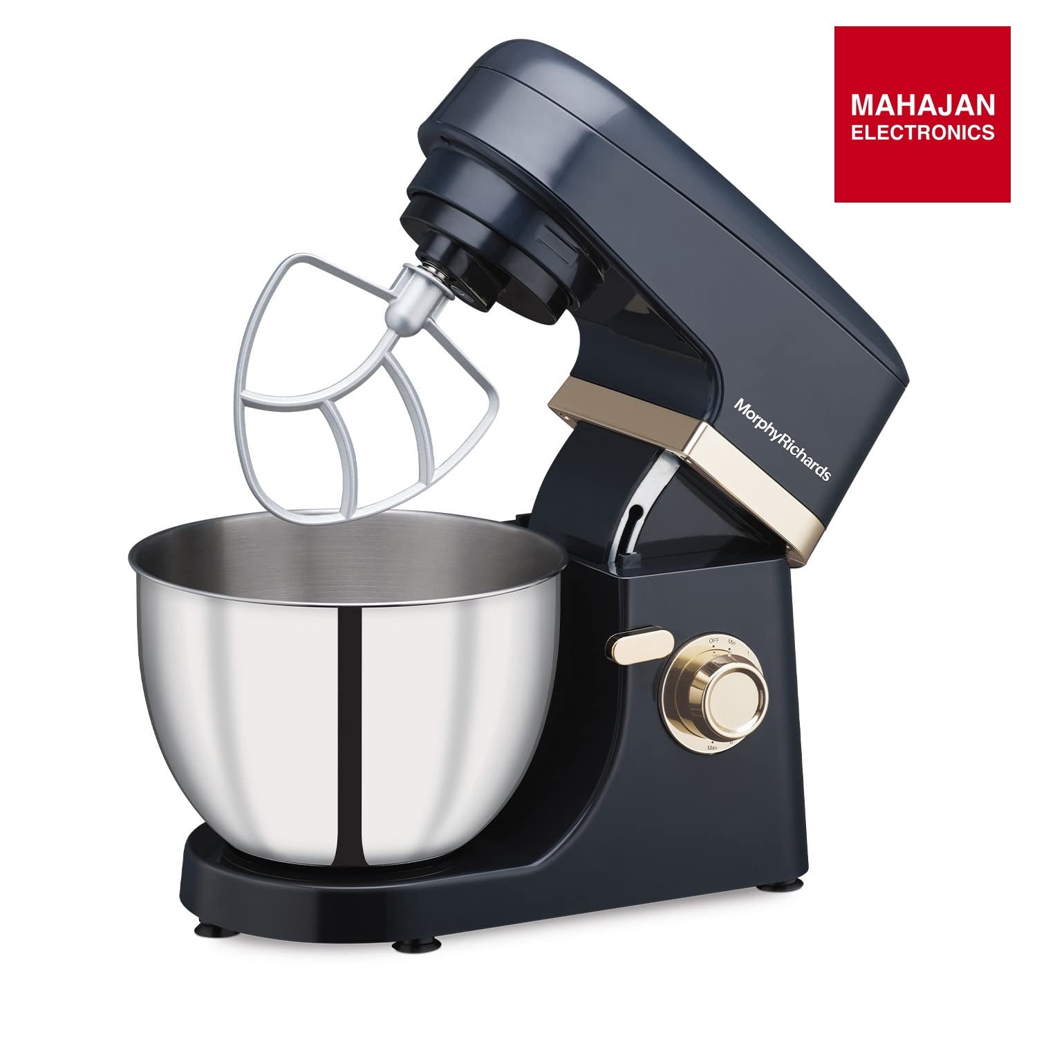 Morphy Richards Melange 800W Stand Mixer |Mixing, Beating, Kneading, Whisking| 8-Speed Level|Attachments-Dough Hook, Whisk, Mixing beater|Navy Blue - Mahajan Electronics Online