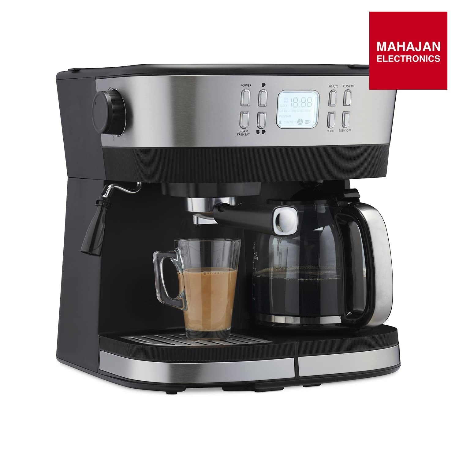 Morphy Richards DuoPresso 2-in-1 Coffee Maker|Drip & Espresso| 15 bar Pressure| Digital Display|Removable Drip Tray| Upto 10 cups* of Coffee| Keep Warm Tray| 2-Yr Warranty by Brand|Black - Mahajan Electronics Online