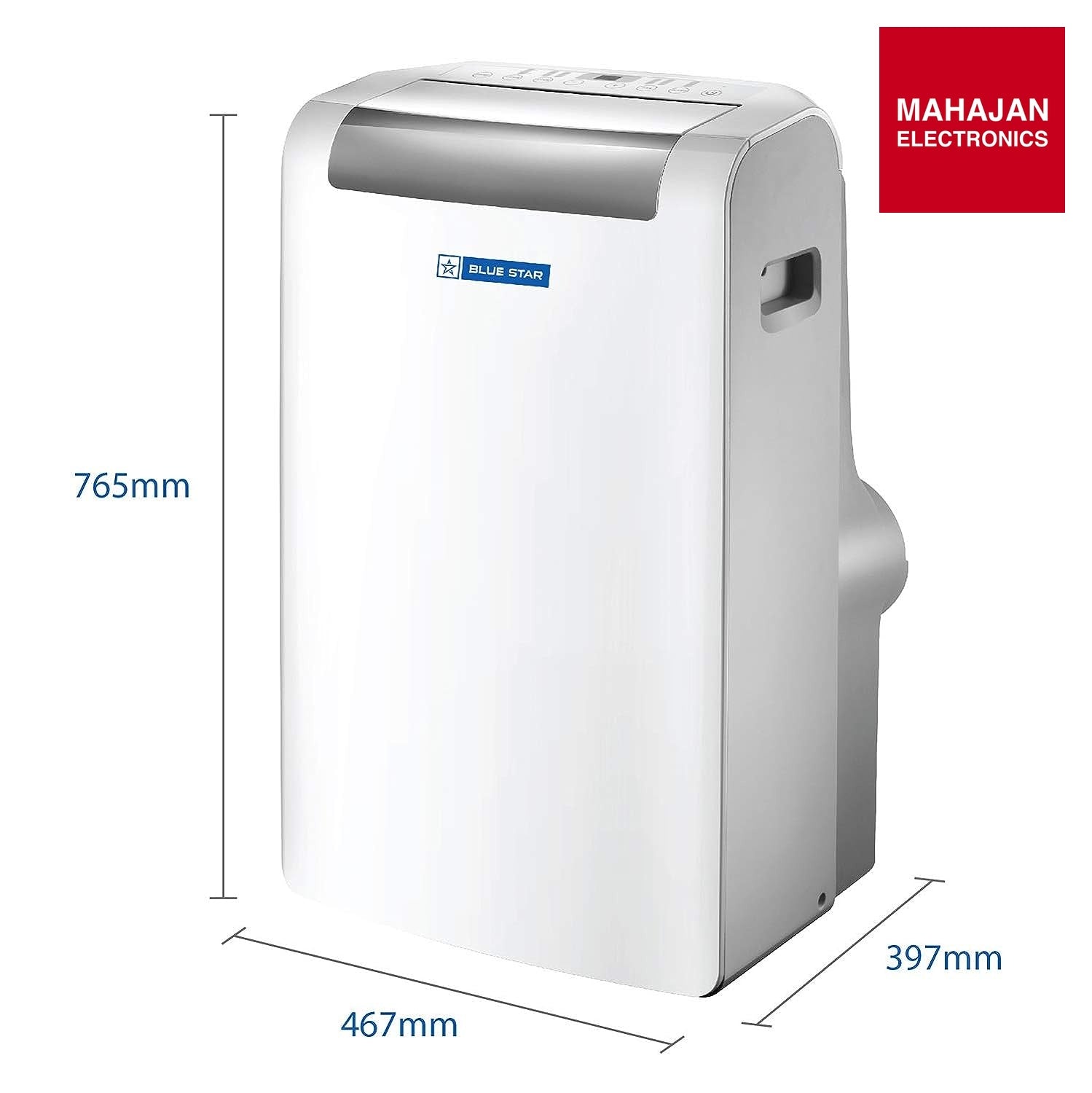 Blue Star PC12DB 1 Ton Fixed Speed Portable AC Modes-Auto/Cool/Fan/Dry, Auto Mode, Remote Control Operations, Gold Fins, White - Mahajan Electronics Online