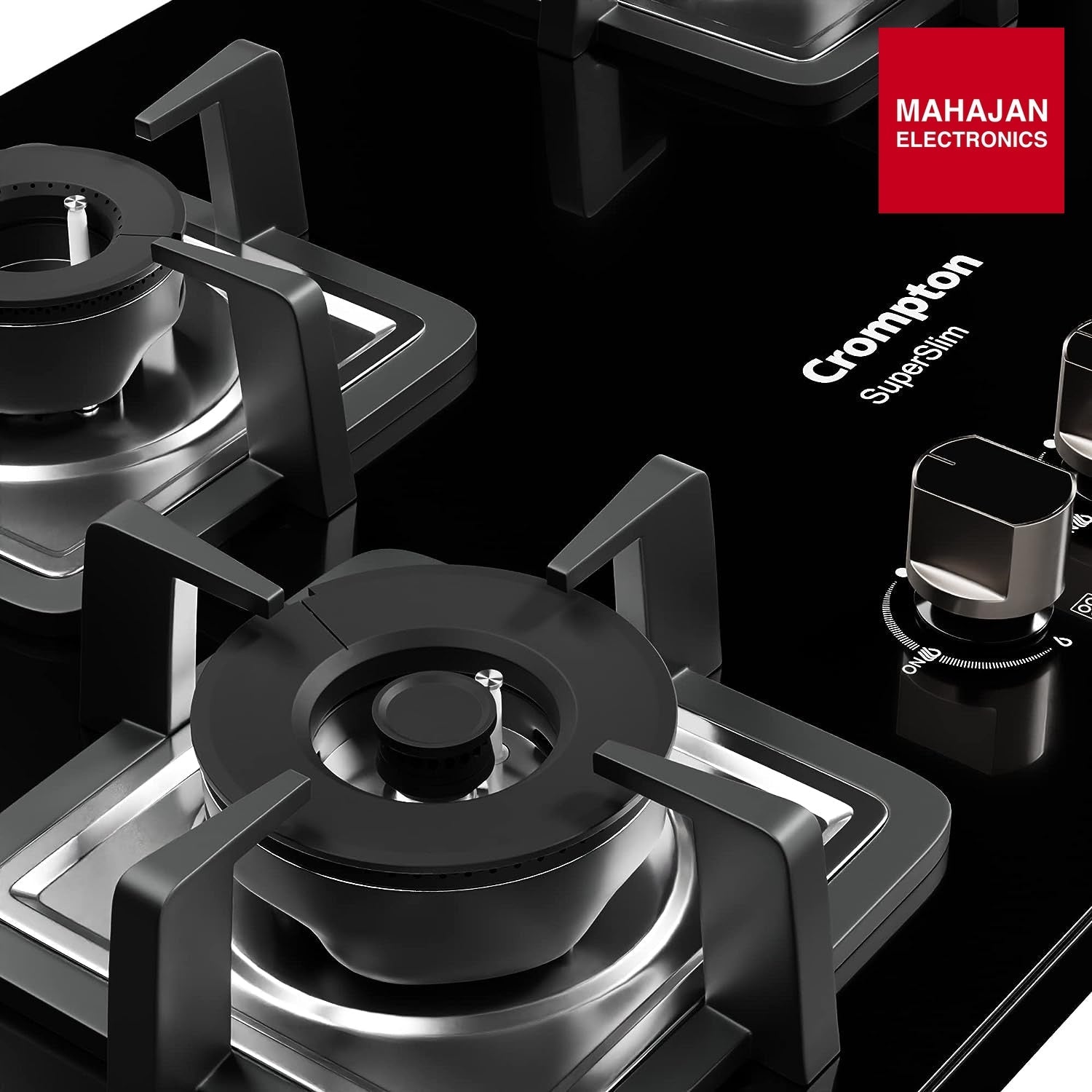 Crompton TAB-SUHB784-MBL SuperSlim Hobs HalfBrass 78cm 4 Burners Midnight Black - Mahajan Electronics Online