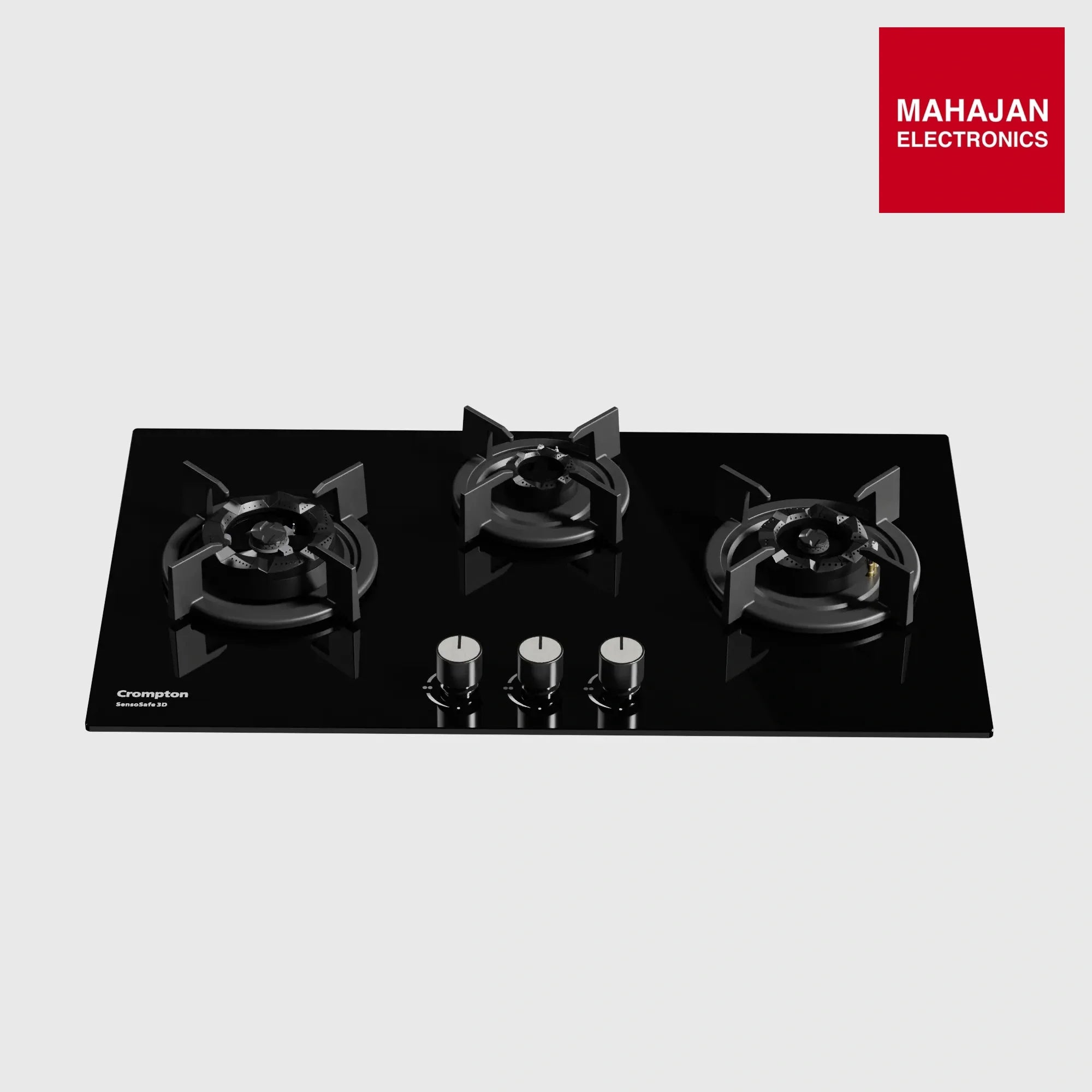 Crompton SensoSafe Hob 3D 78cm 3Burner Midnight Black - HOB-SS3D783-MBL - Mahajan Electronics Online