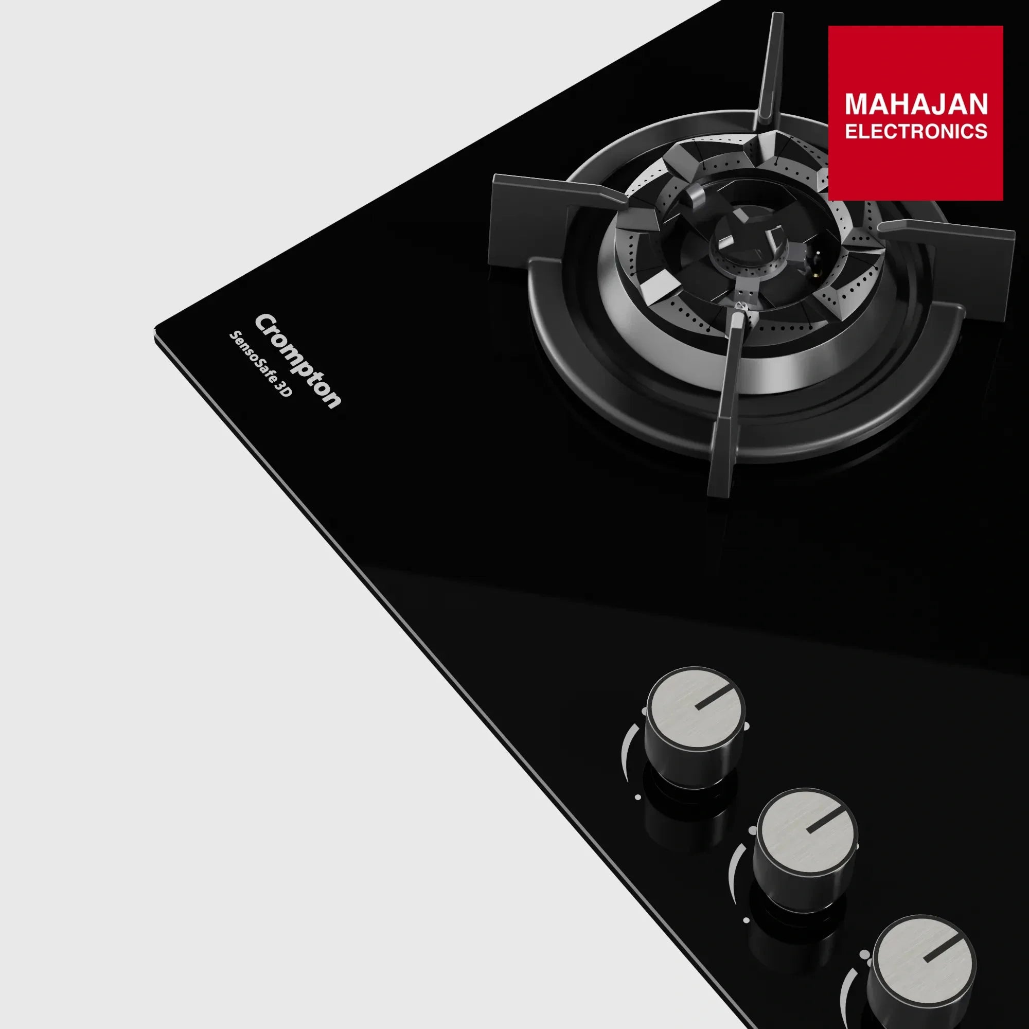 Crompton SensoSafe Hob 3D 78cm 3Burner Midnight Black - HOB-SS3D783-MBL - Mahajan Electronics Online