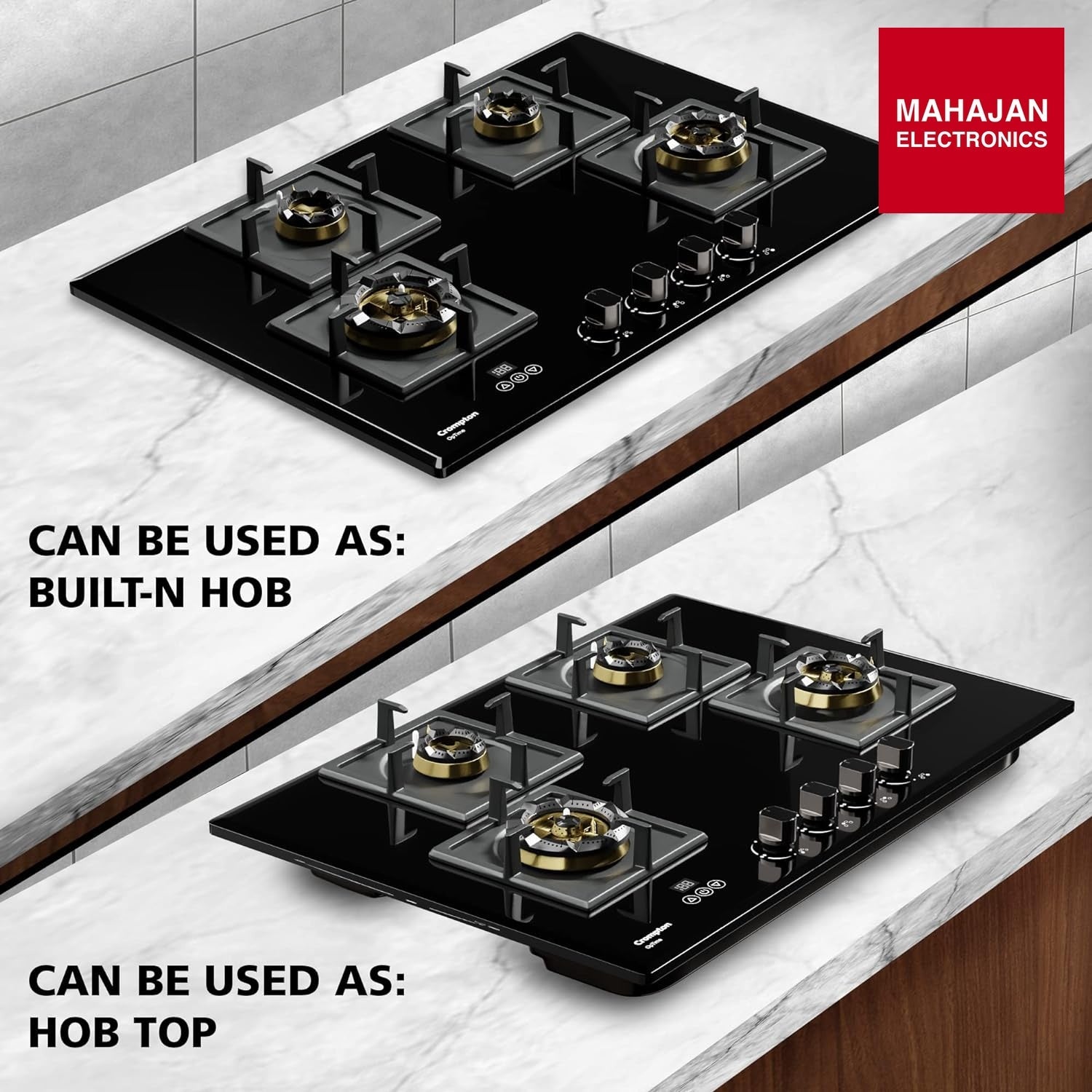 Crompton HOB-OPFB784TI-MBL 78 cm 4 Burner Hob Optime Series - Mahajan Electronics Online