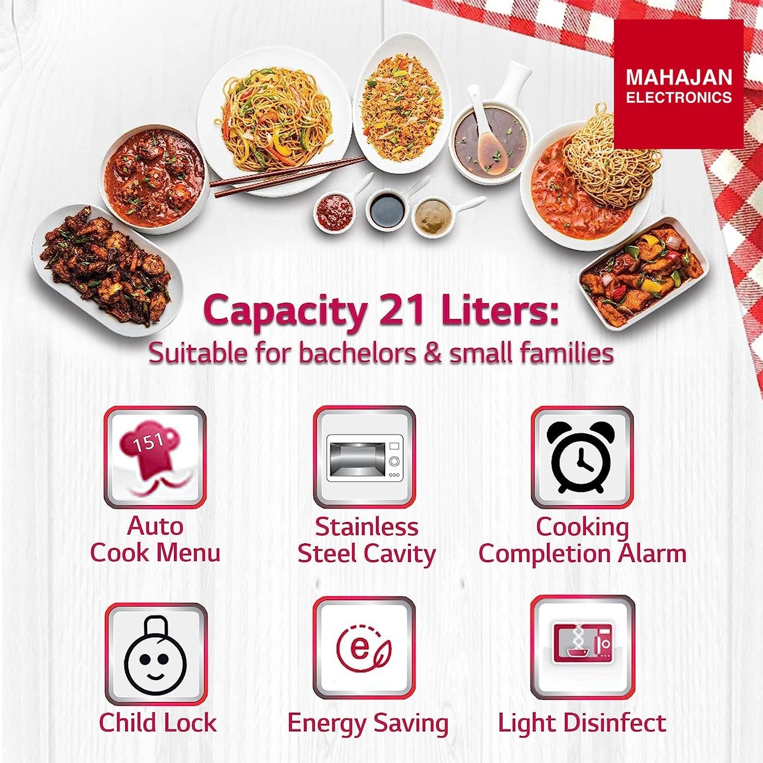 LG 21 L Convection Microwave Oven (MC2146BG, Glossy Black) – Mahajan Electronics Online.