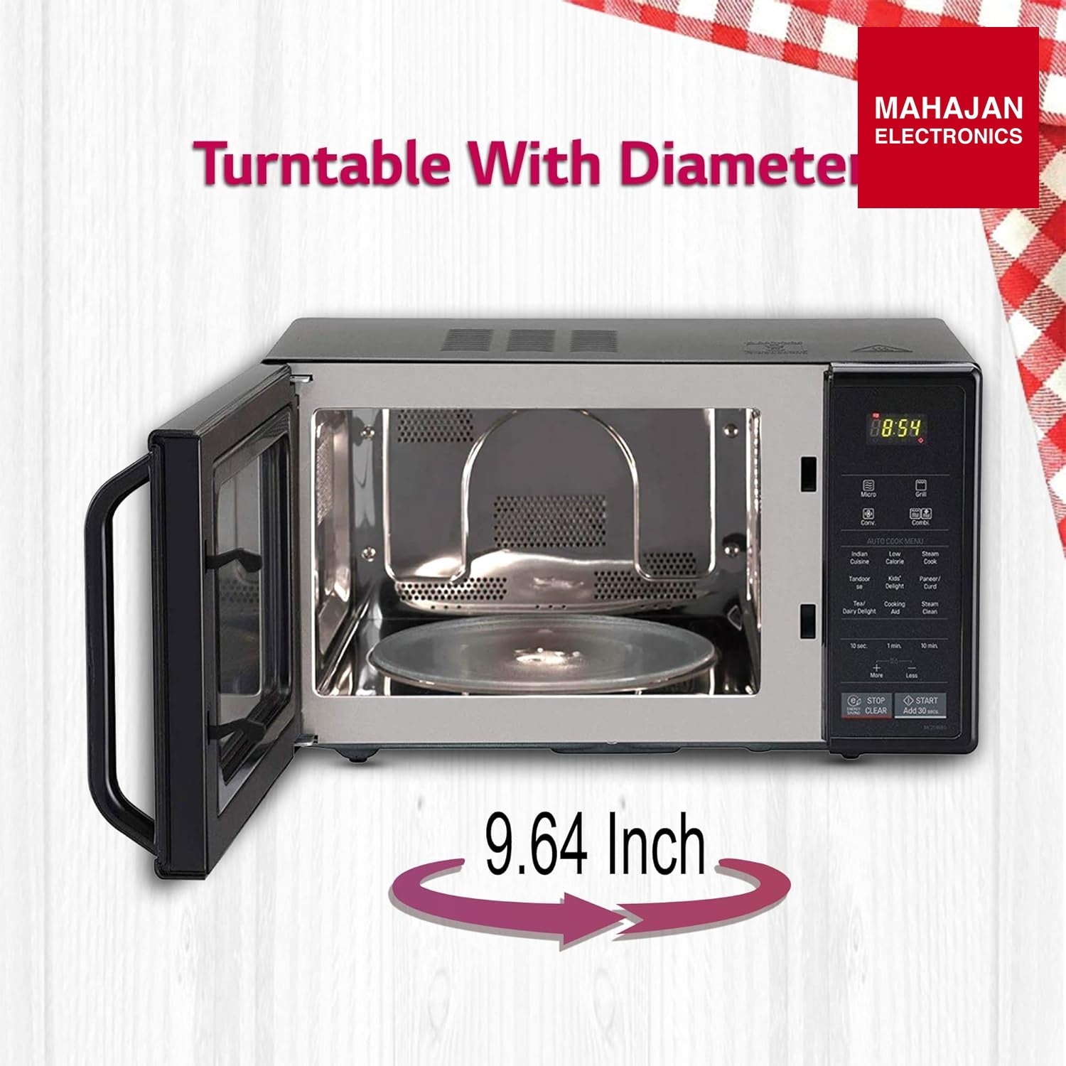 LG 21 L Convection Microwave Oven (MC2146BG, Glossy Black) – Mahajan Electronics Online.