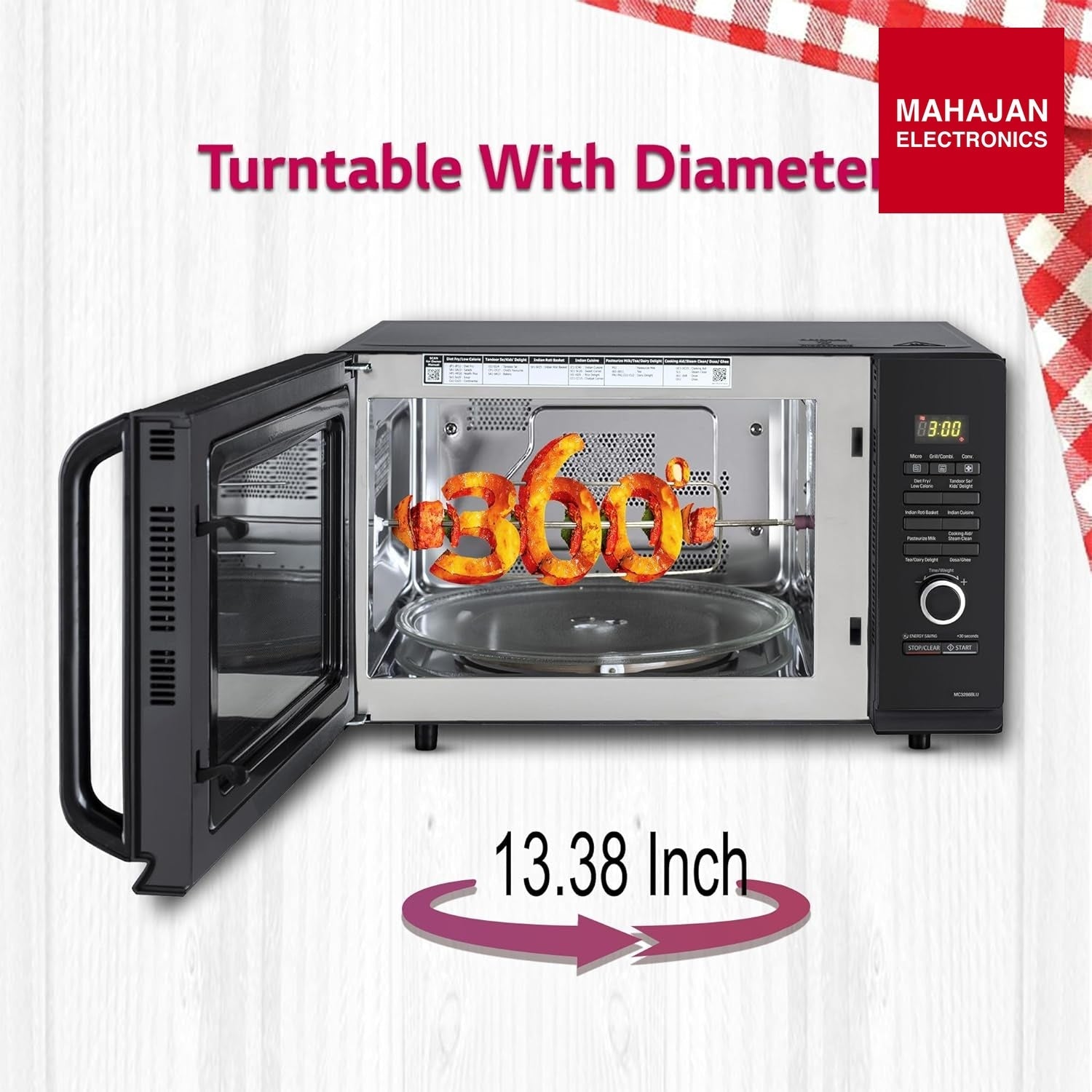 LG 32 L Convection Healthy Microwave Oven (MC3286BLU, Black, Diet Fry & Motorized Rotisserie) - 2023 Model - Mahajan Electronics Online
