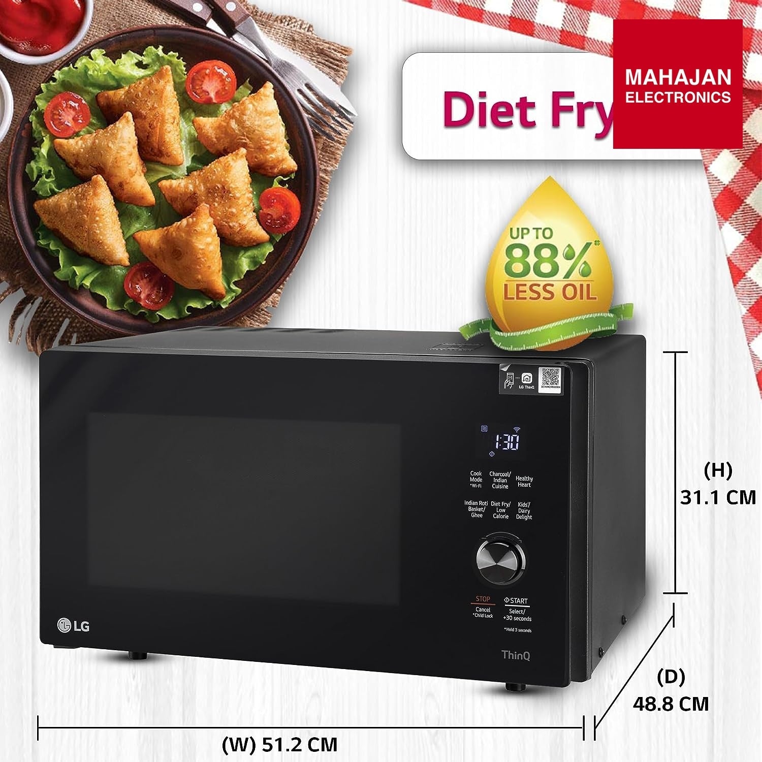 LG 28 L Wi-Fi Enabled Charcoal Convection Healthy Microwave Oven (MJEN286UFW, Black, Diet Fry) – Mahajan Electronics Online.