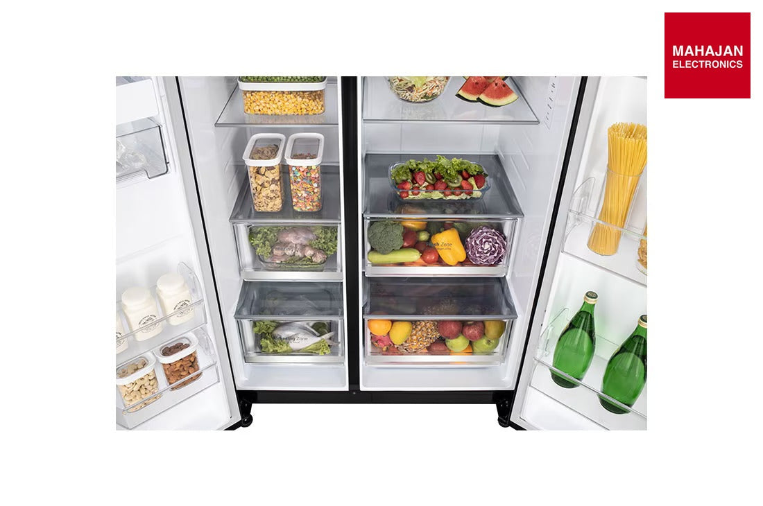 LG GL-B257DBM3 650 Ltr, Convertible Side by Side Refrigerator with Premium Glass Door, Smart Inverter – Mahajan Electronics Online.