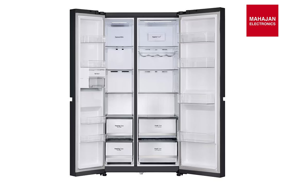 LG GL-B257DBM3 650 Ltr, Convertible Side by Side Refrigerator with Premium Glass Door, Smart Inverter – Mahajan Electronics Online.