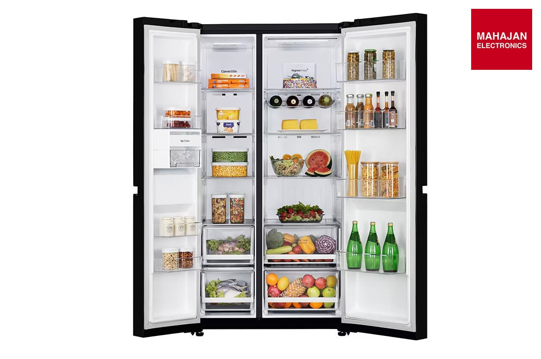 LG GL-B257DBM3 650 Ltr, Convertible Side by Side Refrigerator with Premium Glass Door, Smart Inverter – Mahajan Electronics Online.