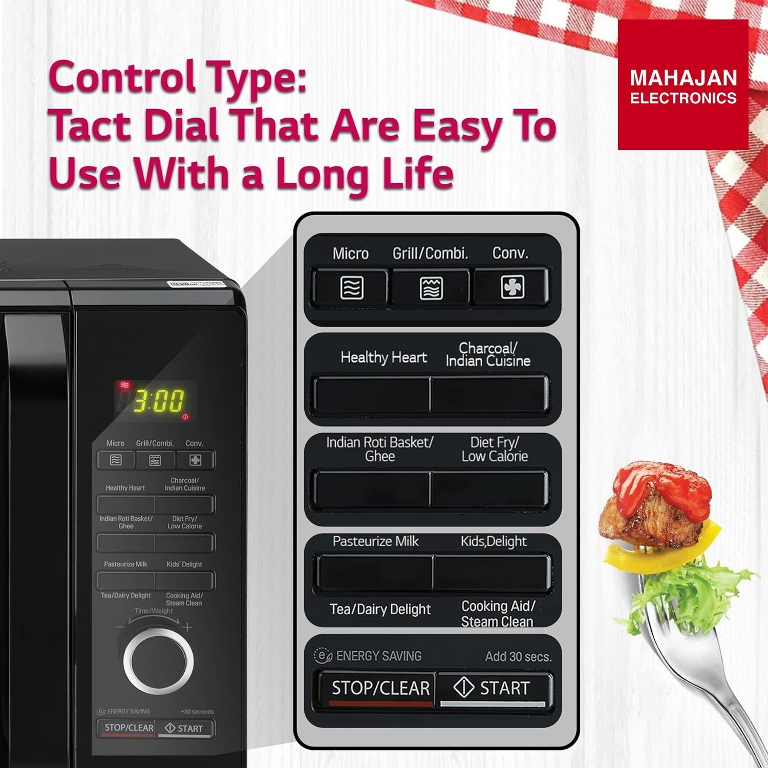 LG 28 L Charcoal Convection Healthy Microwave Oven (MJ2887BWUM, Black, 360° Motorised Rotisserie) – Mahajan Electronics Online.