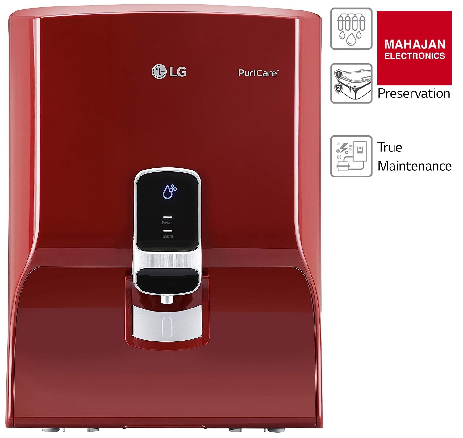 LG Puricare WW140NPR RO + Mineral Booster Water Purifier with Dual Protection Stainless Steel Tank, RED - Mahajan Electronics Online