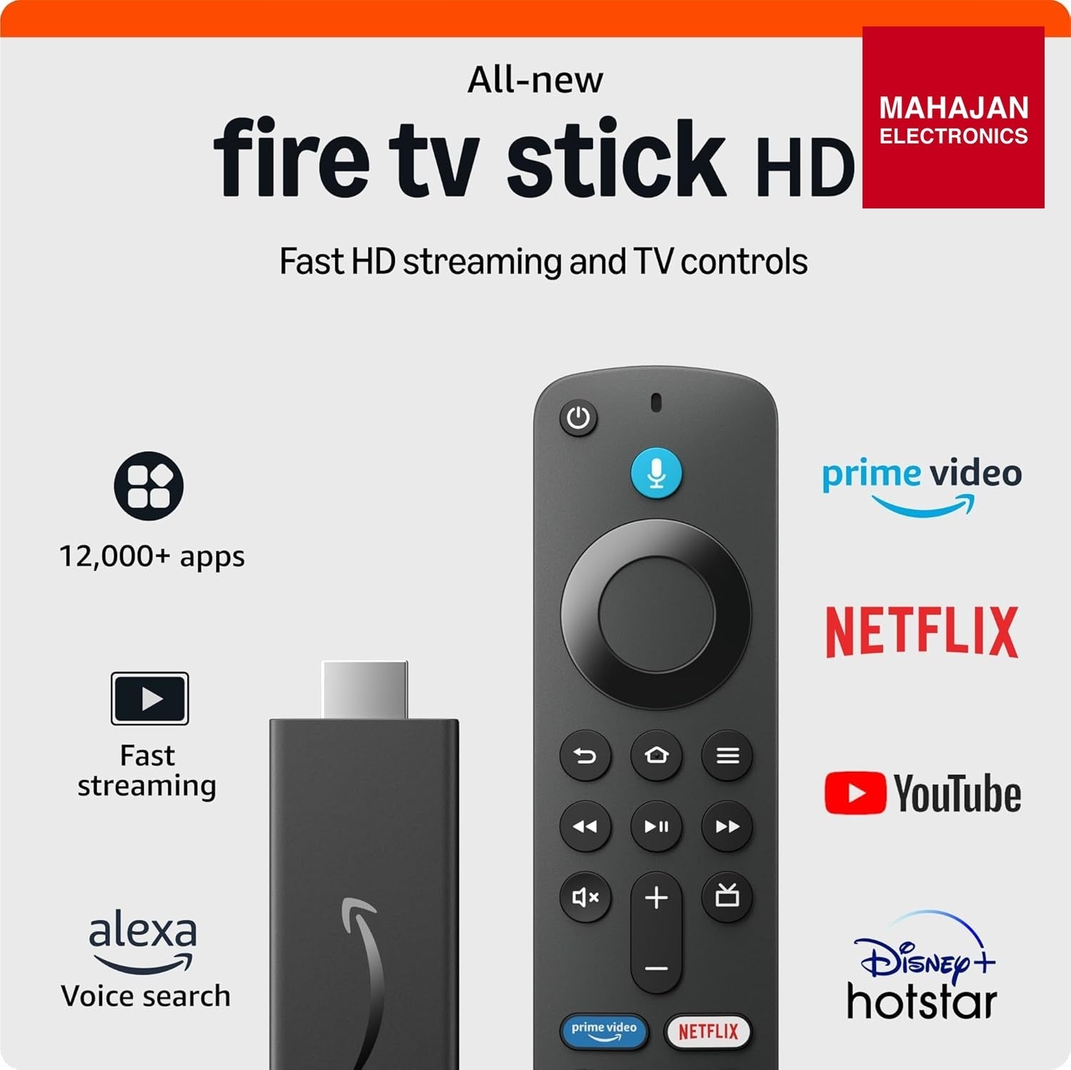 Amazon Fire TV Stick HD 2025 secondary image with Mahajan Electronics logo