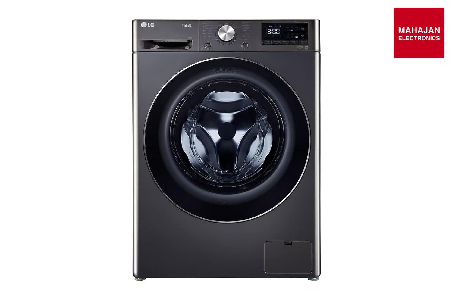 LG 11 Kg FHP1411Z9B 5 Star Inverter Wi-Fi Fully-Automatic Front Load Washing Machine with In-Built Heater (FHP1411Z9B, Black VCM, AI DD Technology, 1400 RPM & Steam+) - Mahajan Electronics Online