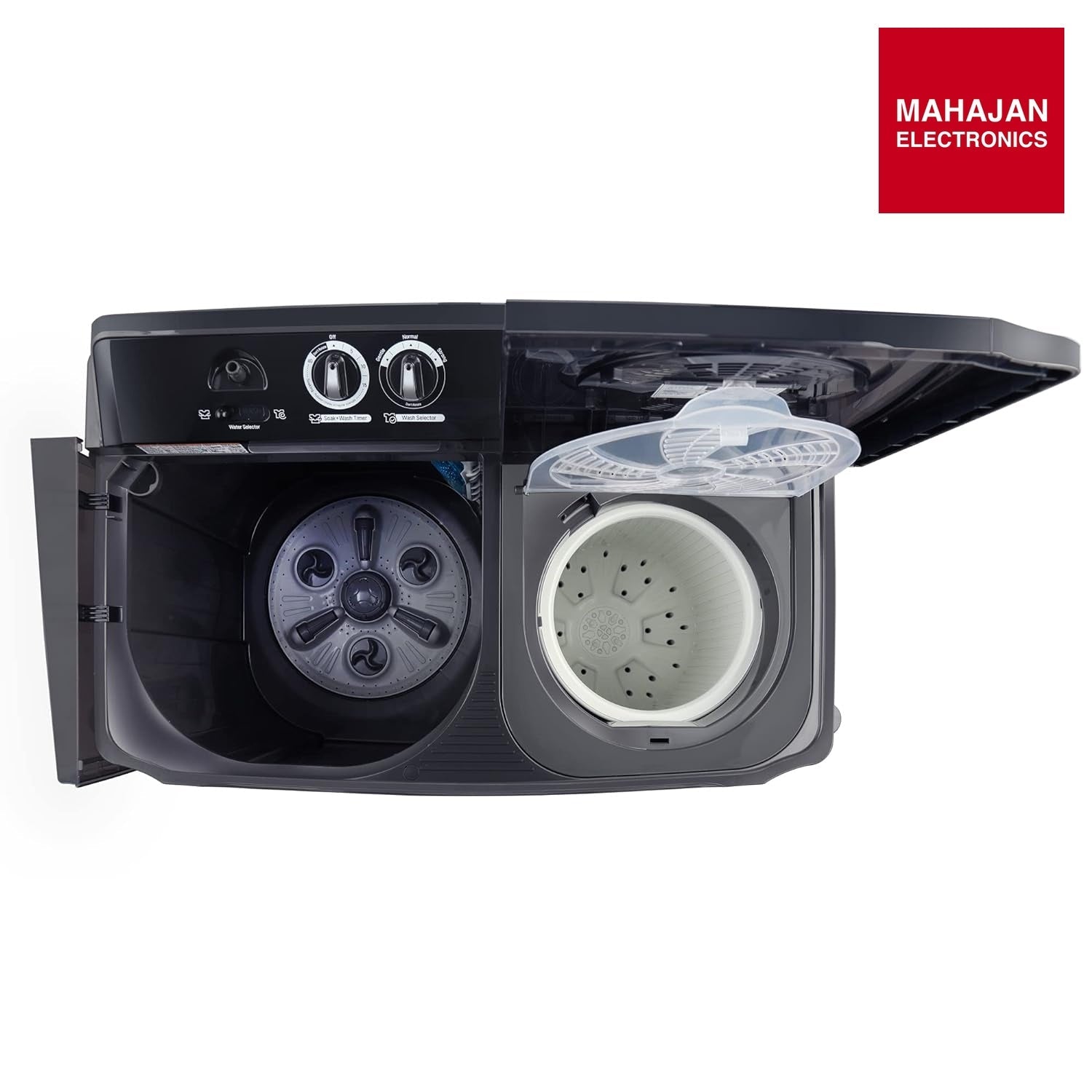 LG 11.5 Kg 5 Star Wind Jet Dry Rat Away Technology Semi-Automatic Top Loading Washing Machine (P115ASKAZ, Roller Jet Pulsator, Punch + 3, Middle Black) - Mahajan Electronics Online