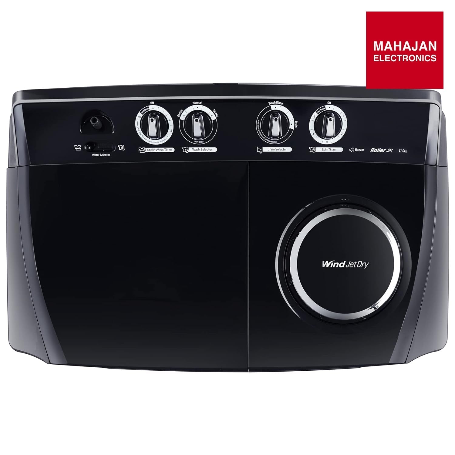LG 11.5 Kg 5 Star Wind Jet Dry Rat Away Technology Semi-Automatic Top Loading Washing Machine (P115ASKAZ, Roller Jet Pulsator, Punch + 3, Middle Black) - Mahajan Electronics Online