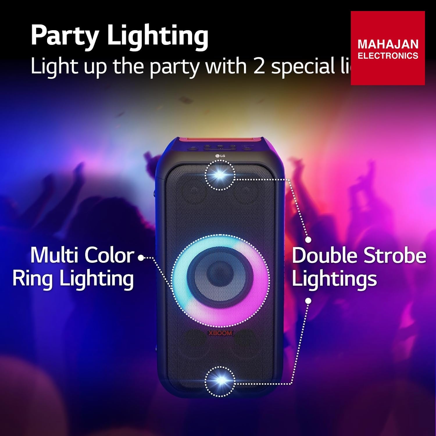 LG XBOOM XL5S 200W 2.1ch Multi-Color Ring Lighting Audio System up to 12HR Battery – Mahajan Electronics Online.