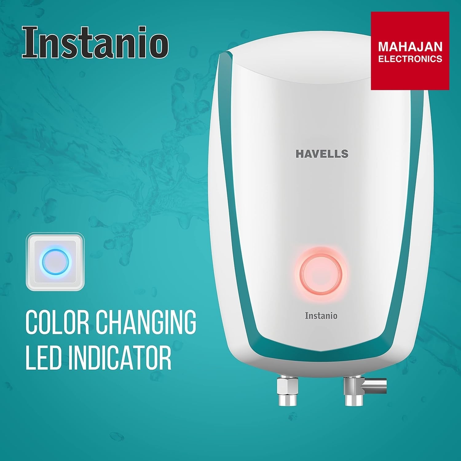 Havells Instanio 3-Litre Instant Geyser (White/Blue), Wall Mount - Mahajan Electronics Online