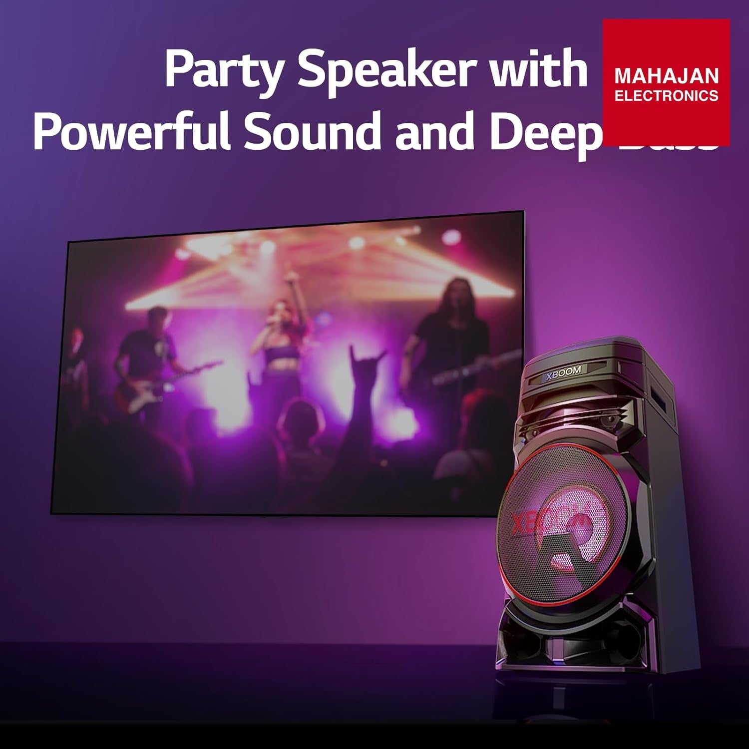 LG XBOOM RNC5 Party Speaker, Multi Color Lighting, Karaoke Feature, 1 Mic + 1 Guitar Input, Wireless Party – Mahajan Electronics Online.